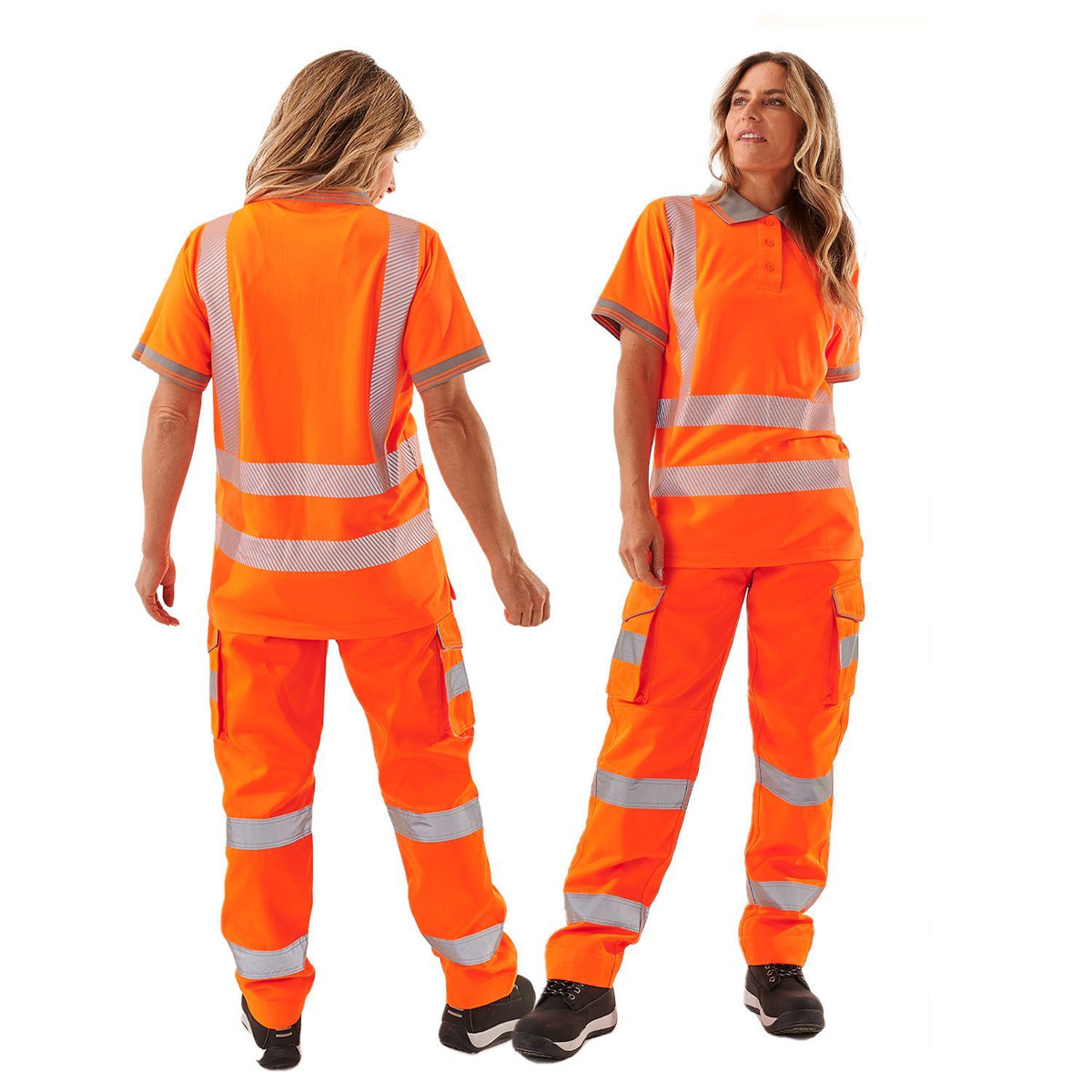 Supertouch - Ladies Hi Vis Orange Savannah Birds Eye Polo, image 3