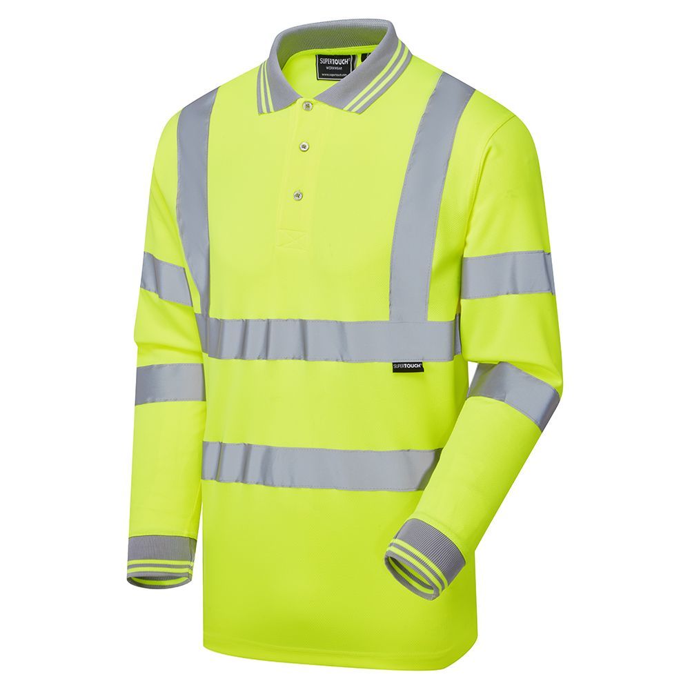Supertouch - Hi Vis Long Sleeve Bird Eye Polo Shirt, main product image