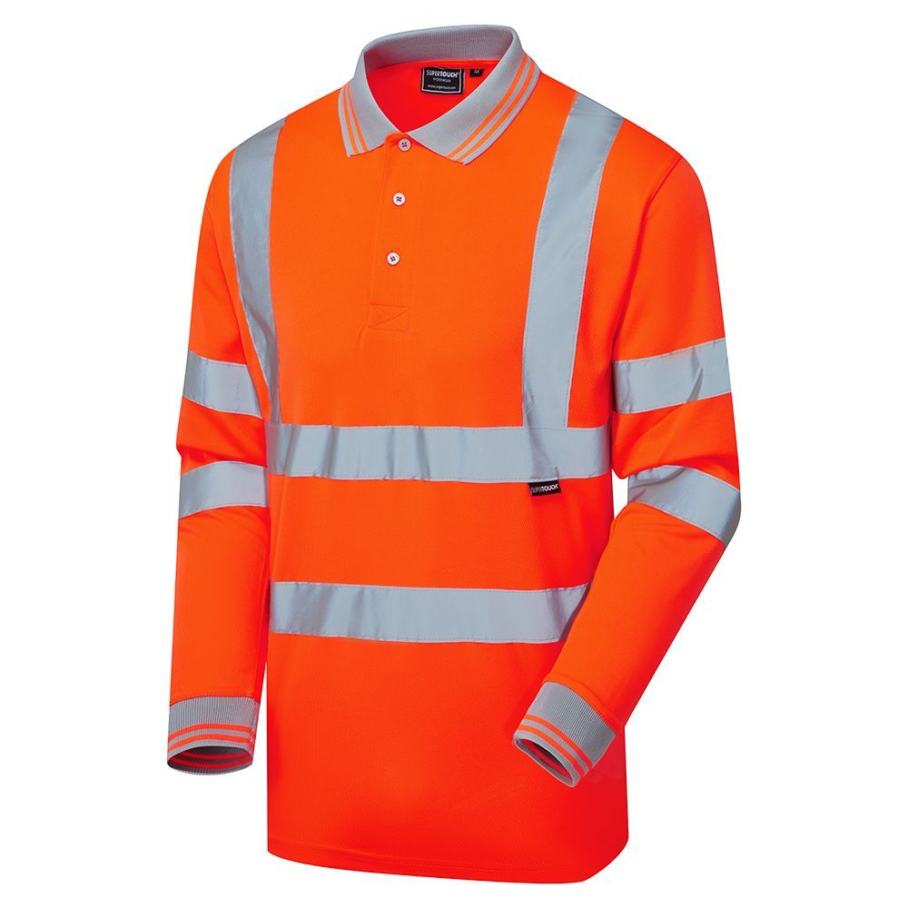 Supertouch - Hi Vis Long Sleeve Bird Eye Polo Shirt, main product image