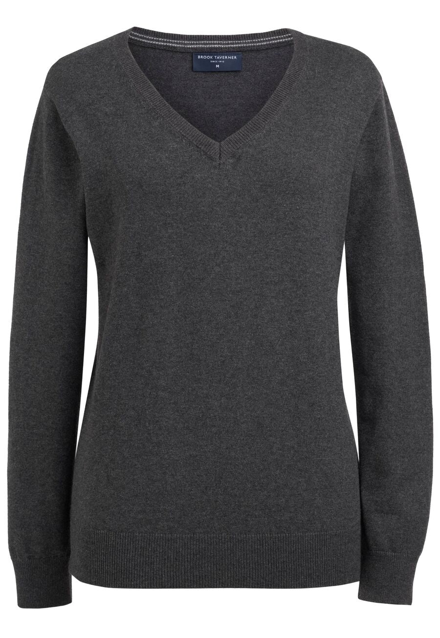 Brook Taverner Riga V-Neck Jumper in Charcoal, image 4