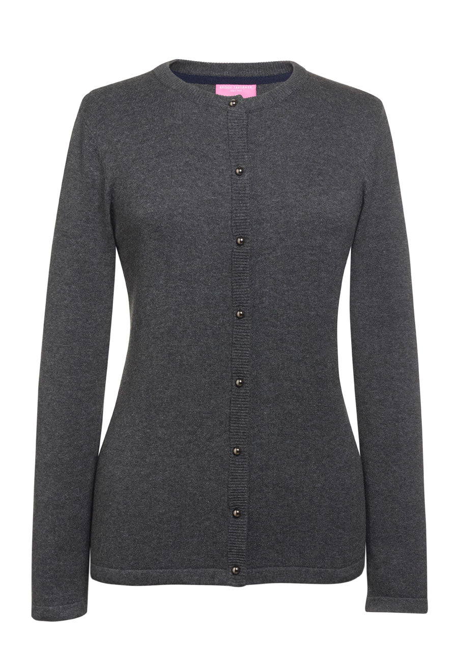 Brook Taverner Seattle Crew-neck Cardigan in Charcoal, image 2