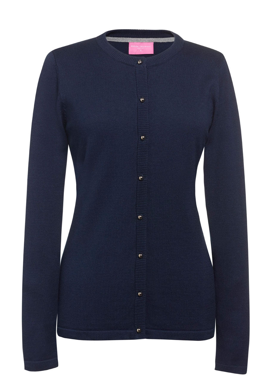 Brook Taverner Seattle Crew-neck Cardigan in Navy, main product image
