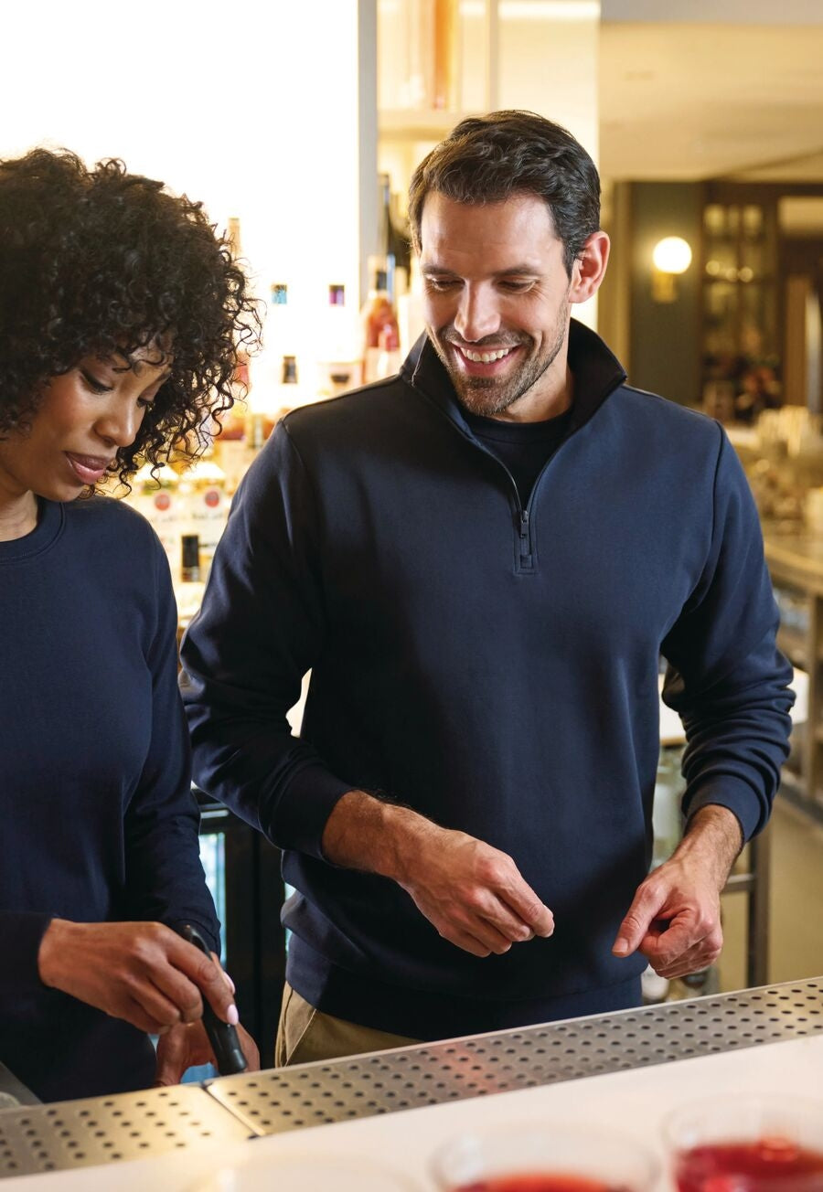 Brook Taverner Oakland 1/4 Zip Sweatshirt in Navy, image 2