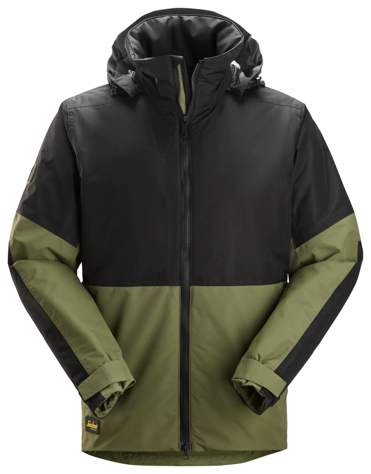 Snickers Workwear AllroundWork, Waterproof Insulated Jacket in Khaki Green/Black