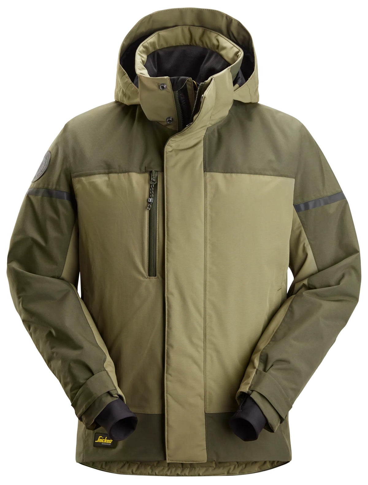 Snickers Workwear AllroundWork, Waterproof Insulated Jacket in Khaki Green/Dark Khaki Green