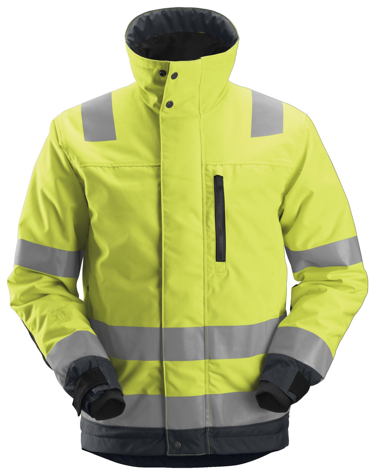 Snickers Workwear High-Vis Class 3, 37.5® Insulated Jacket in Hi-Vis Yellow/Steel Grey