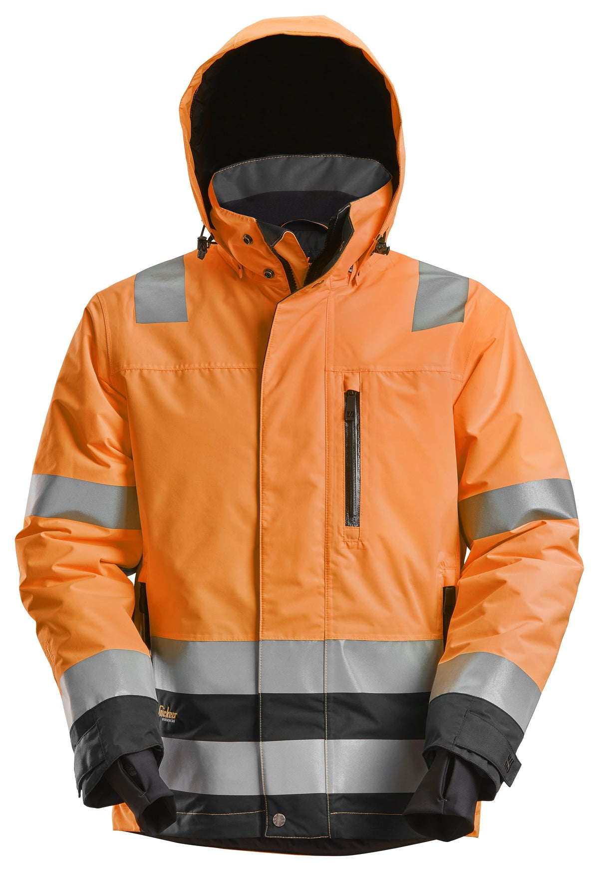 Snickers Workwear High-Vis Class 3, Waterproof 37.5® Insulated Jacket in Hi-Vis Orange/Black