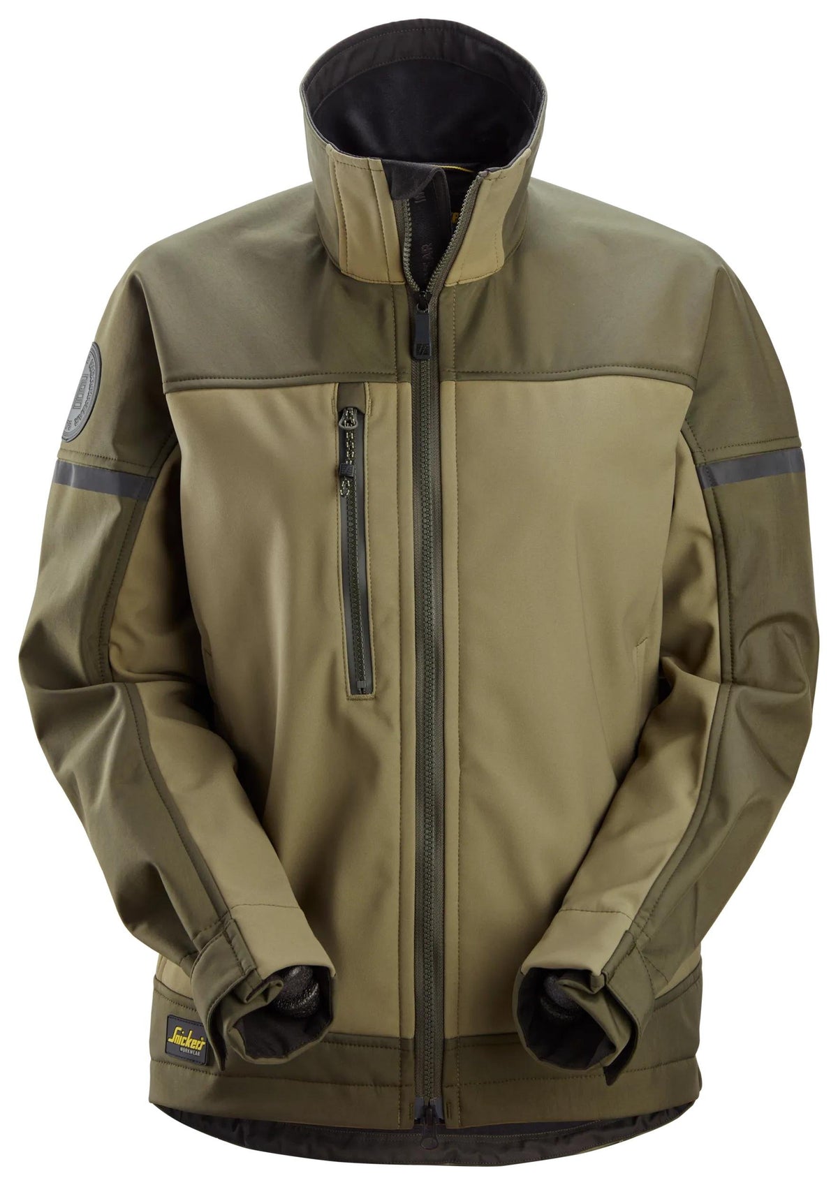 Snickers Workwear AllroundWork, Women’s Softshell Stretch Jacket in Khaki Green/Dark Khaki Green