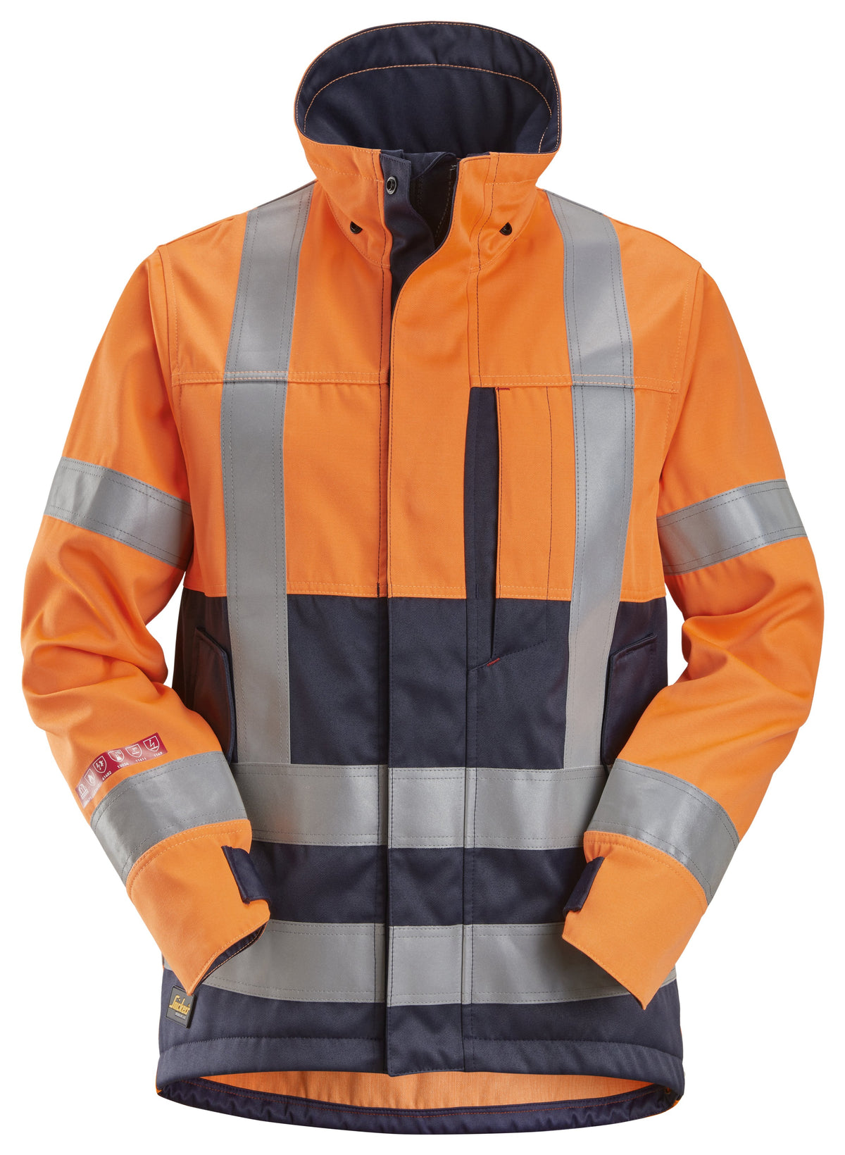 Snickers Workwear ProtecWork, Jacket, High-Vis Class 3/2 in Hi-Vis Orange/Navy