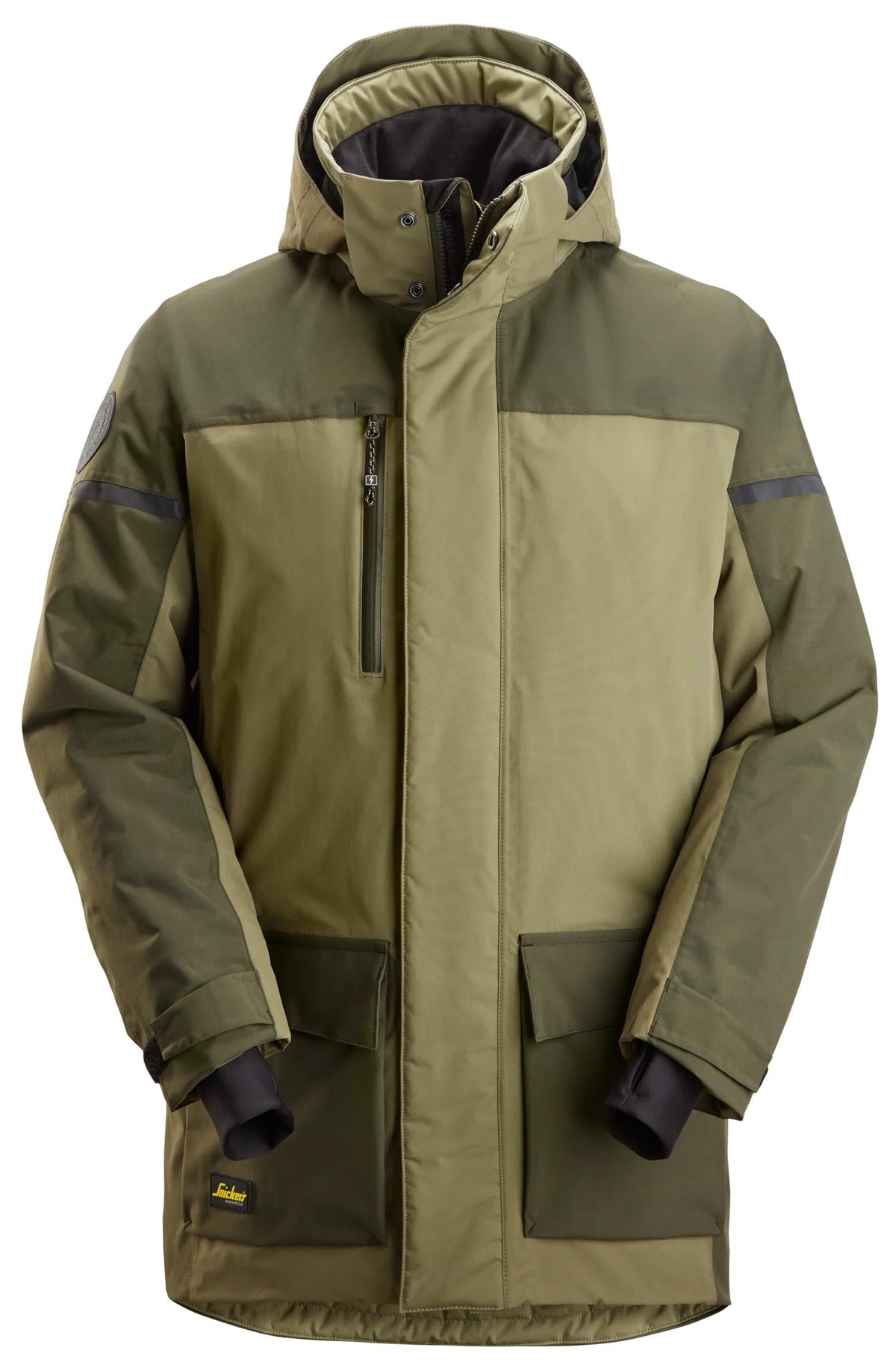 Snickers Workwear AllroundWork, Waterproof Insulated Parka in Khaki Green/Dark Khaki Green