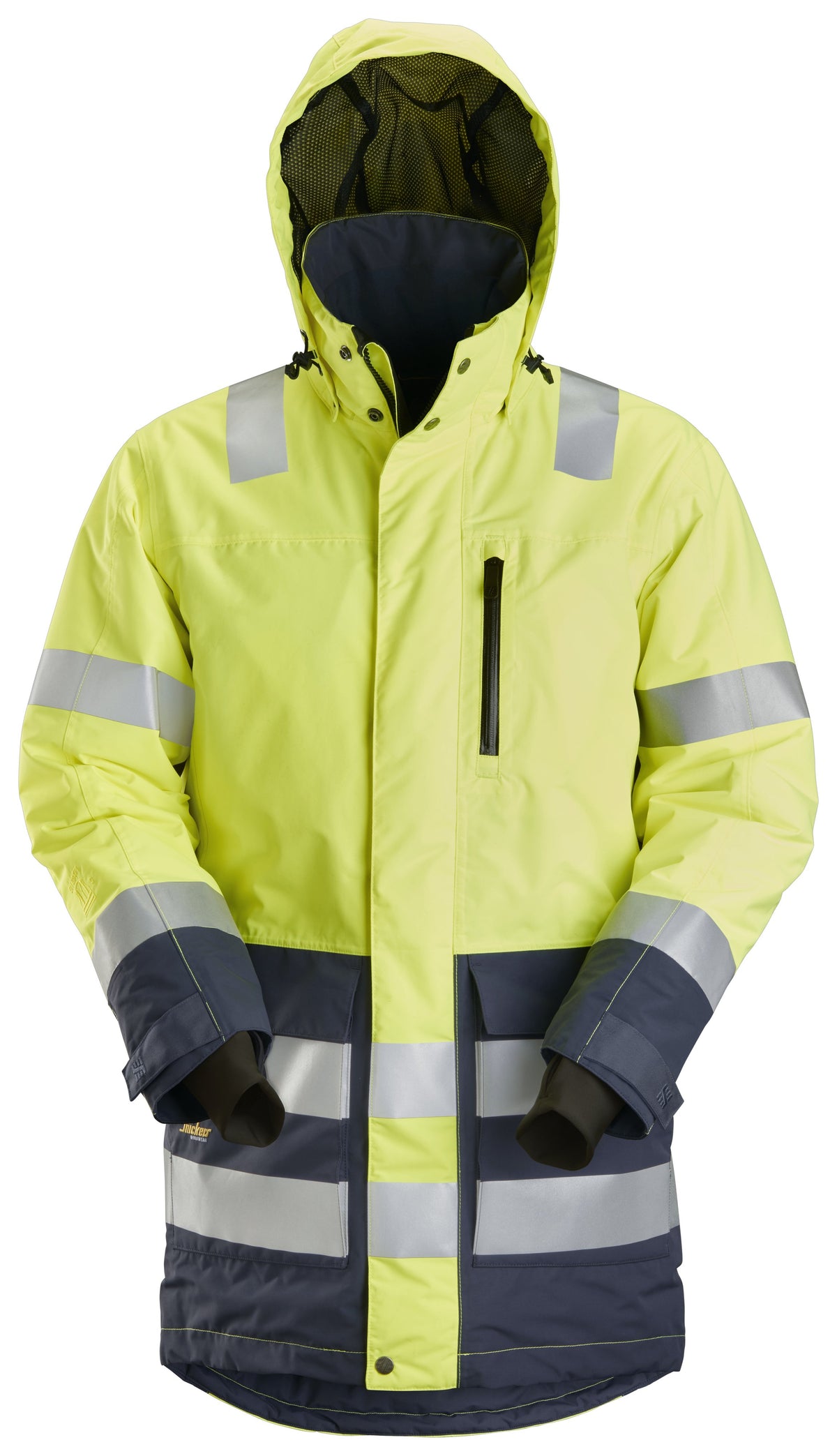 Snickers Workwear High-Vis Class 3, Waterproof Parka in Hi-Vis Yellow/Navy