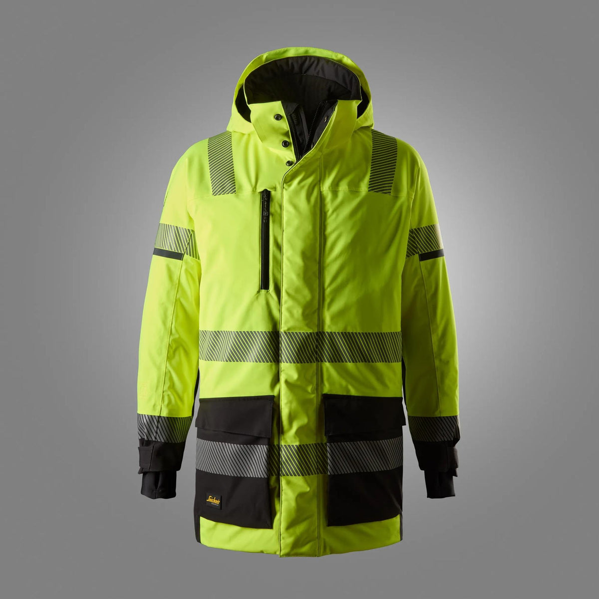 Snickers Workwear High-Vis Class 3 Waterproof Stretch Parka in Hi-Vis Yellow/Black