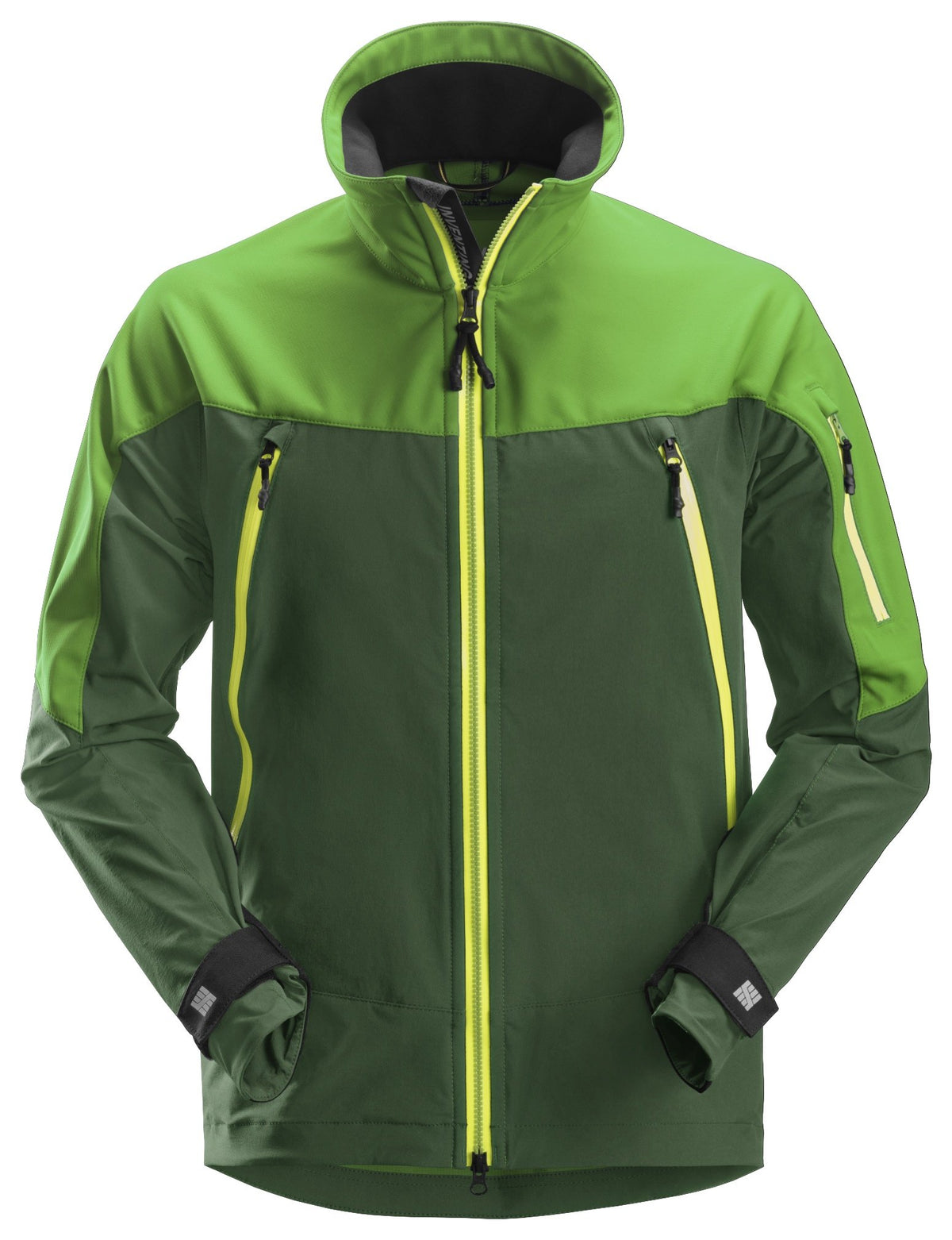 Snickers Workwear FlexiWork, Softshell Stretch Jacket in Apple Green/Forest Green
