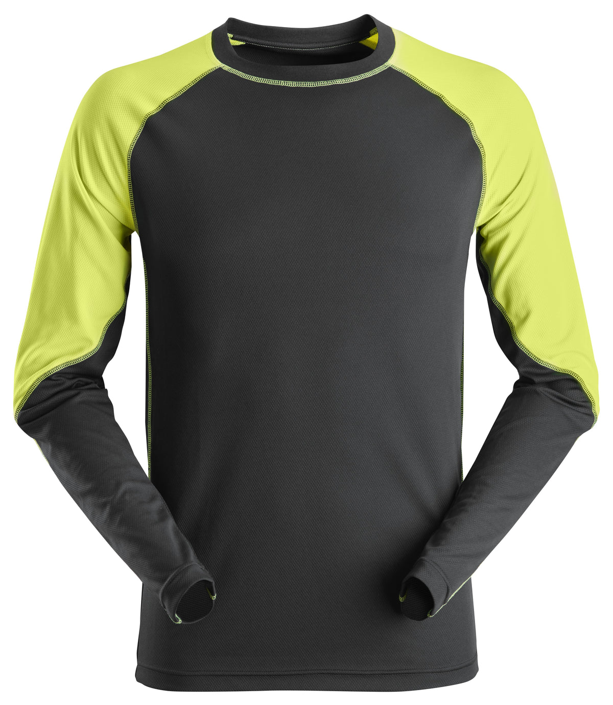 Snickers Workwear AllroundWork, Neon Long Sleeve T-shirt in Black/Neon Yellow
