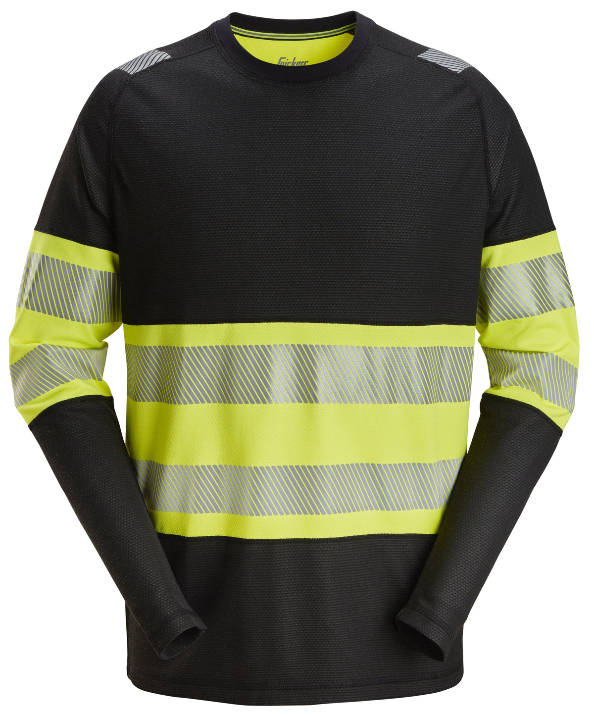 Snickers Workwear High-Vis Class 1, Long-Sleeve T-shirt in Black/Hi-Vis Yellow