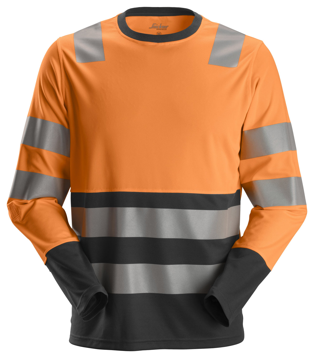 Snickers Workwear High-Vis Class 2, Long Sleeve T-Shirt in Hi-Vis Orange/Black