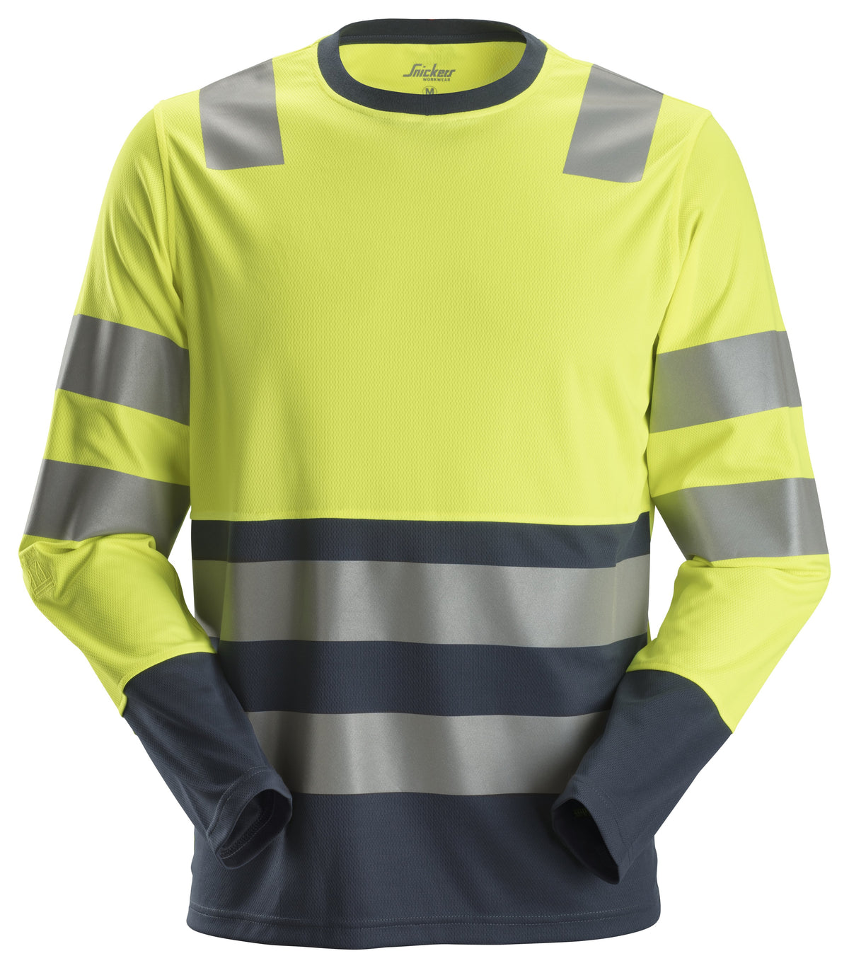 Snickers Workwear High-Vis Class 2, Long Sleeve T-Shirt in Hi-Vis Yellow/Navy