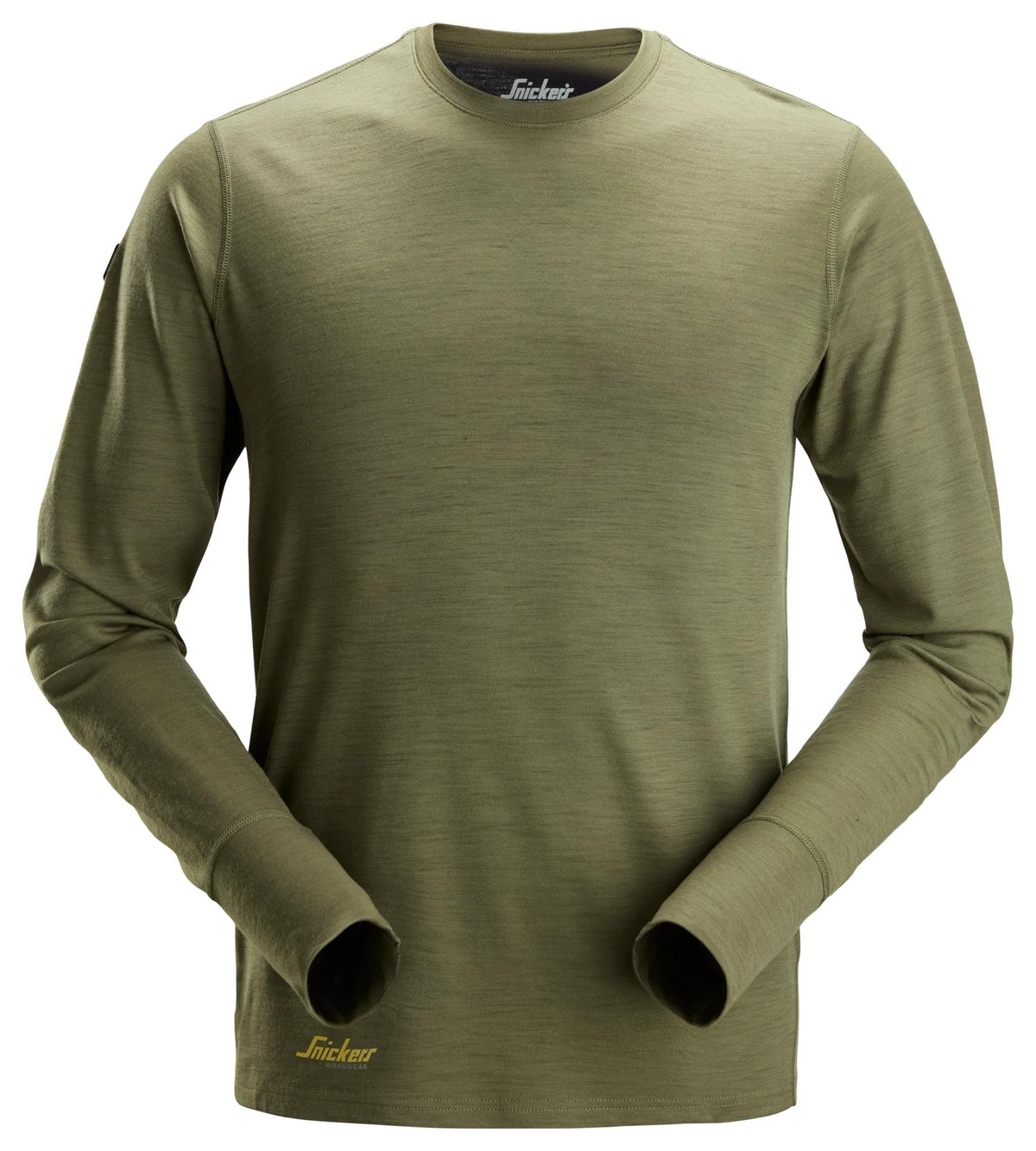 Snickers Workwear Wool Long Sleeve T-Shirt in Khaki Green
