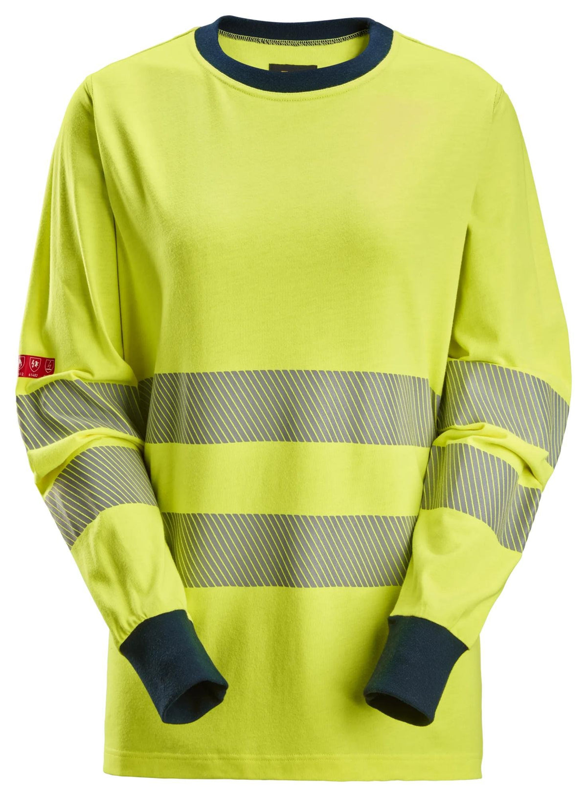 Snickers Workwear ProtecWork, Women's Long Sleeve T-shirt, High-Vis Class 3/2 in Hi-Vis Yellow/Navy
