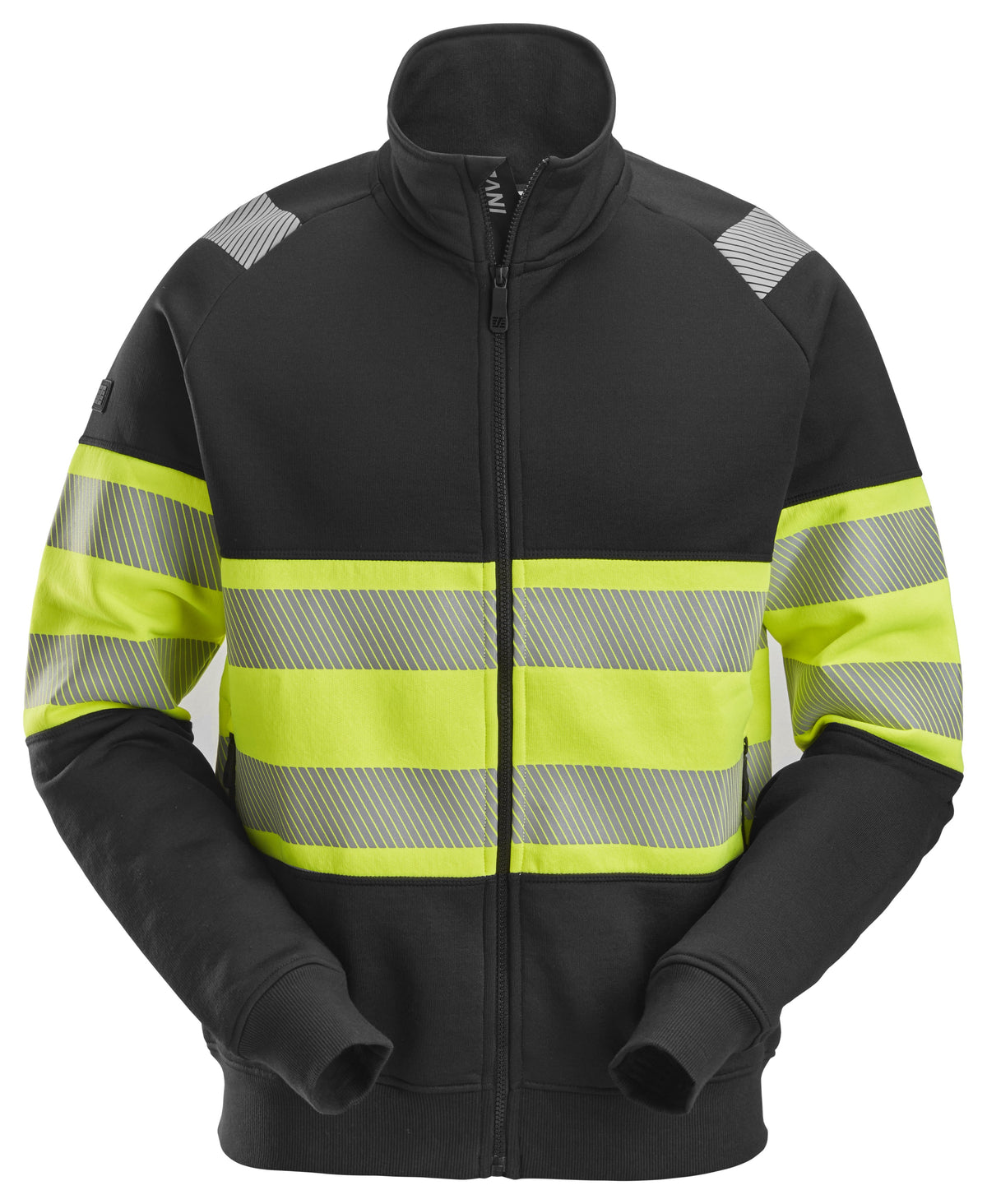 Snickers Workwear High-Vis Class 1, Full Zip Jacket in Black/Hi-Vis Yellow