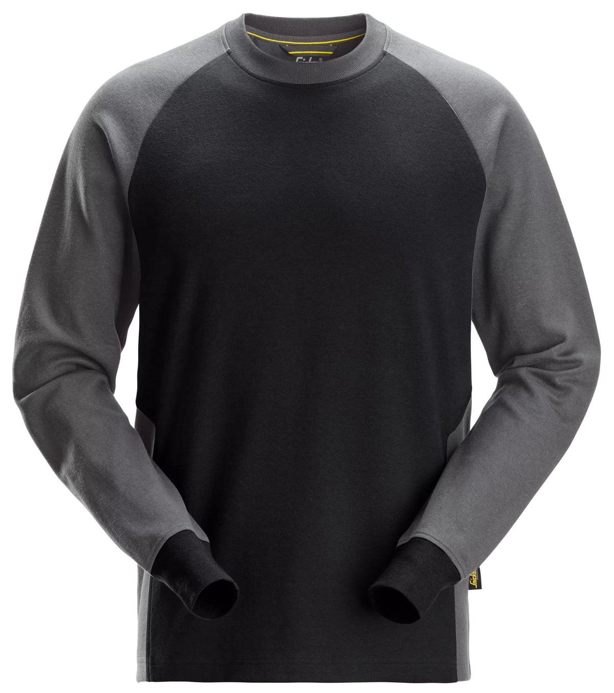 Snickers Workwear Two-Coloured Sweatshirt in Black/Steel Grey