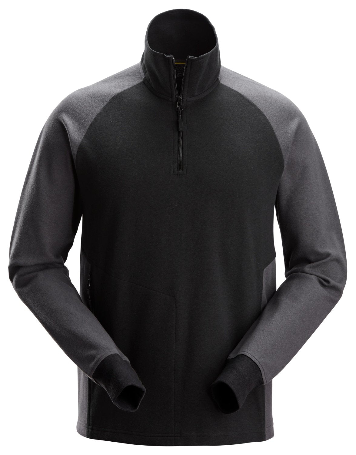 Snickers Workwear Two-Coloured Half-Zip Sweatshirt in Black/Steel Grey