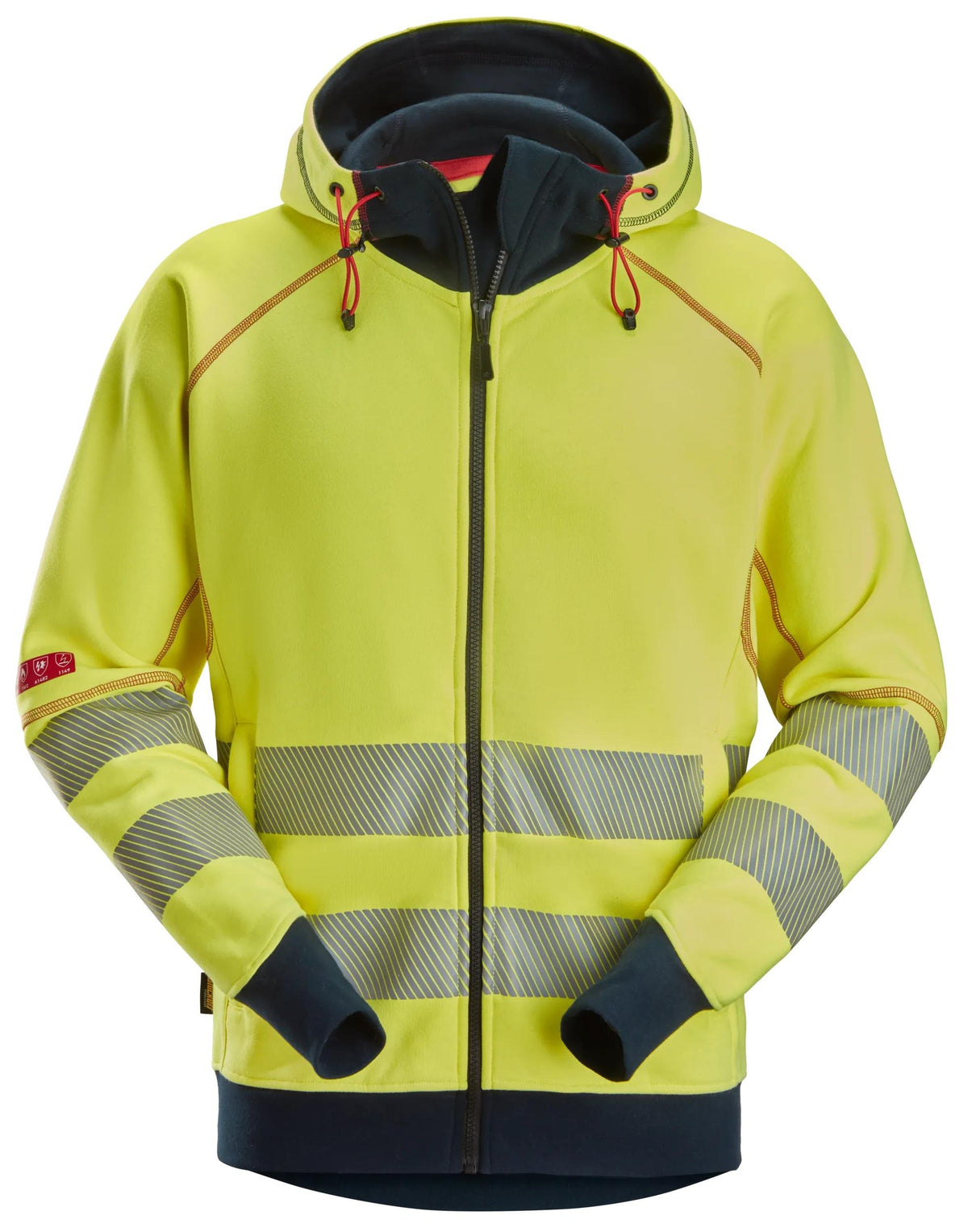 Snickers Workwear ProtecWork, Arc Full Zip Hoodie, High-Vis Class 3/2 in Hi-Vis Yellow/Navy