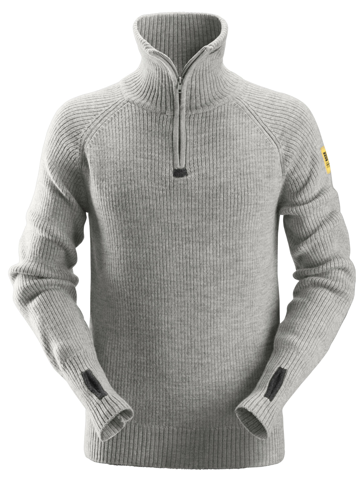 Snickers Workwear AllroundWork, ½-Zip Wool Sweater in Grey Melange