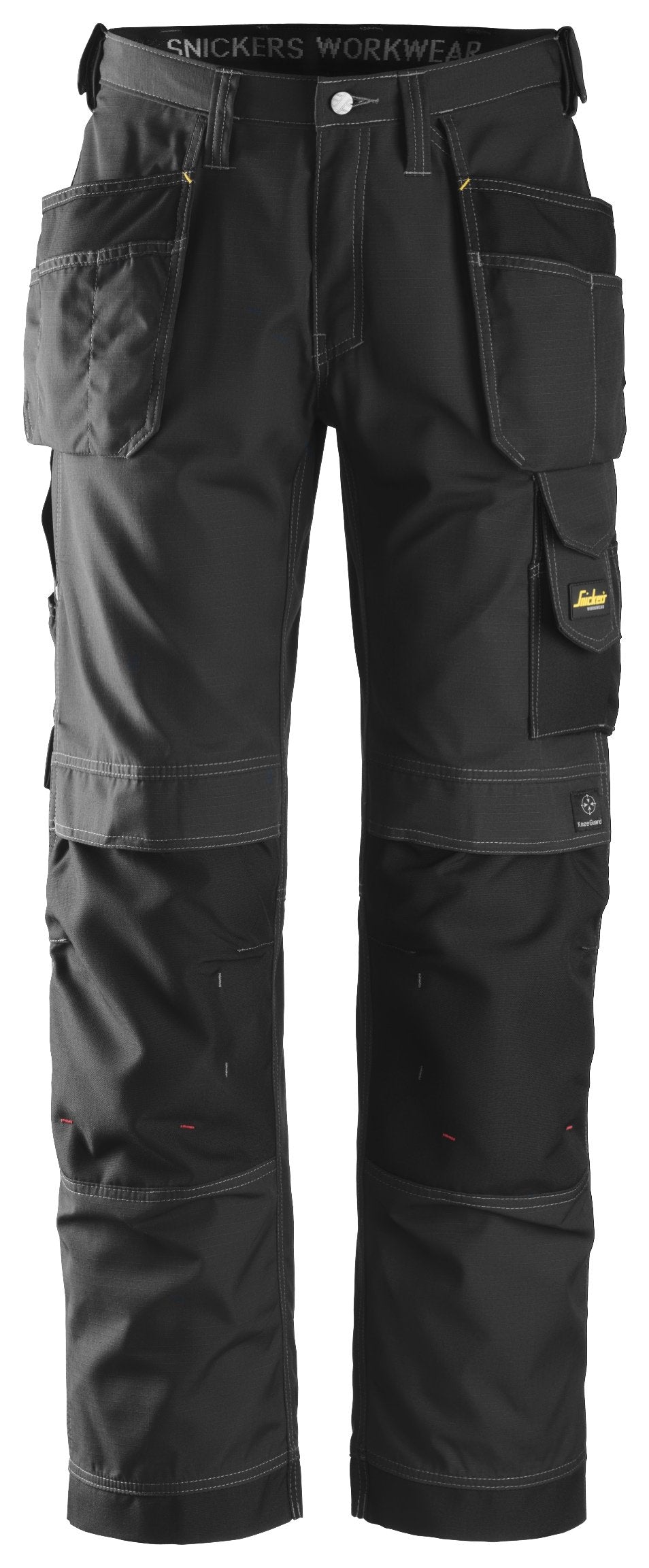 Snickers Workwear Craftsmen Holster Pockets Trousers, Rip-Stop in Black/Black