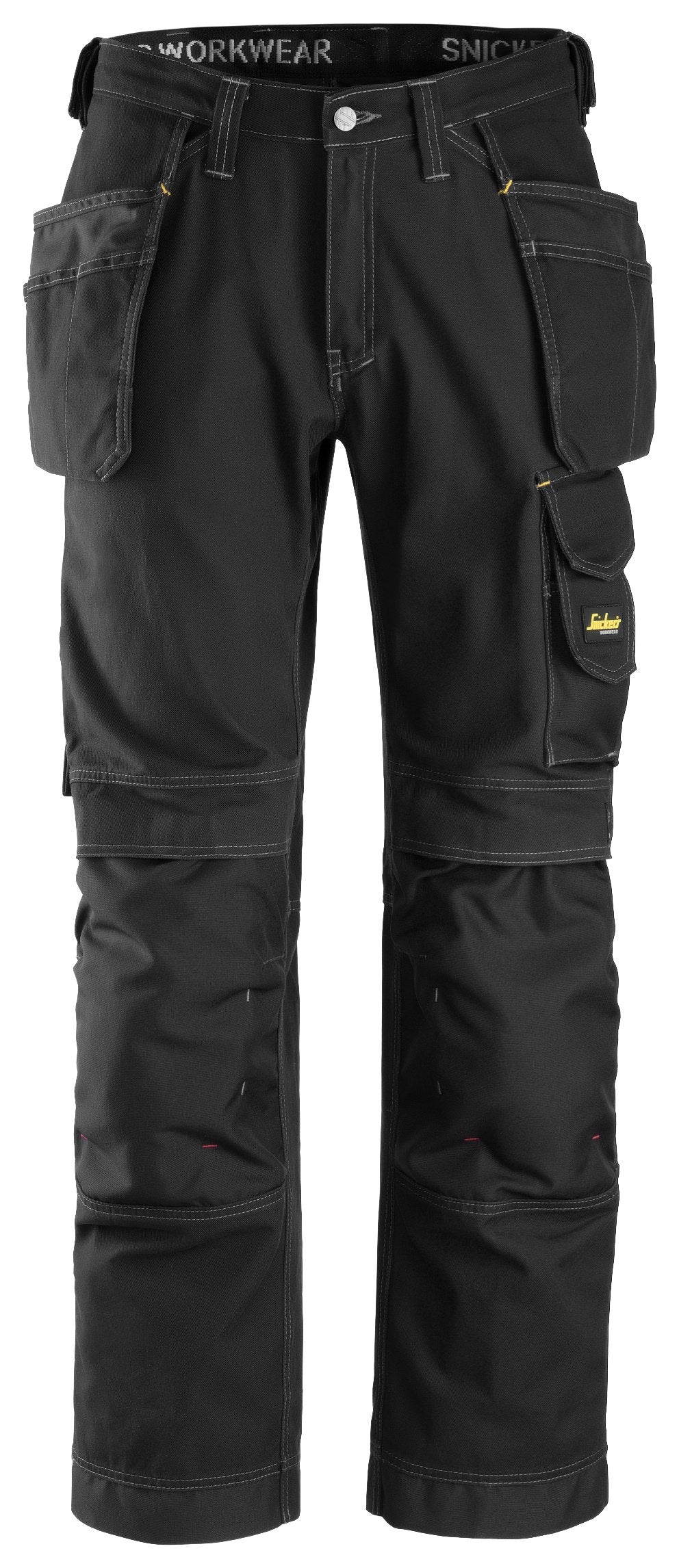 Snickers Workwear Craftsmen Holster Pockets Trousers, Comfort Cotton in Black/Black