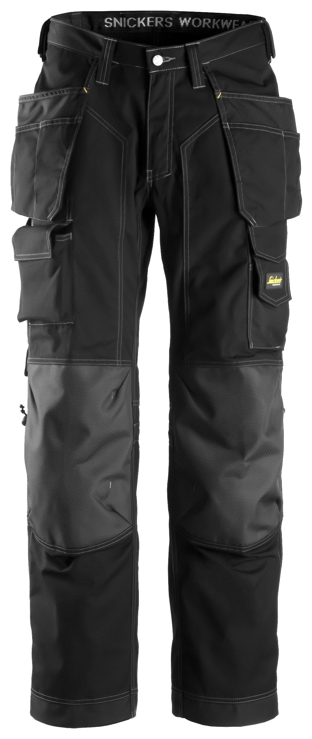 Snickers Workwear Floorlayer Holster Pockets Trousers, Rip-Stop in Black/Black