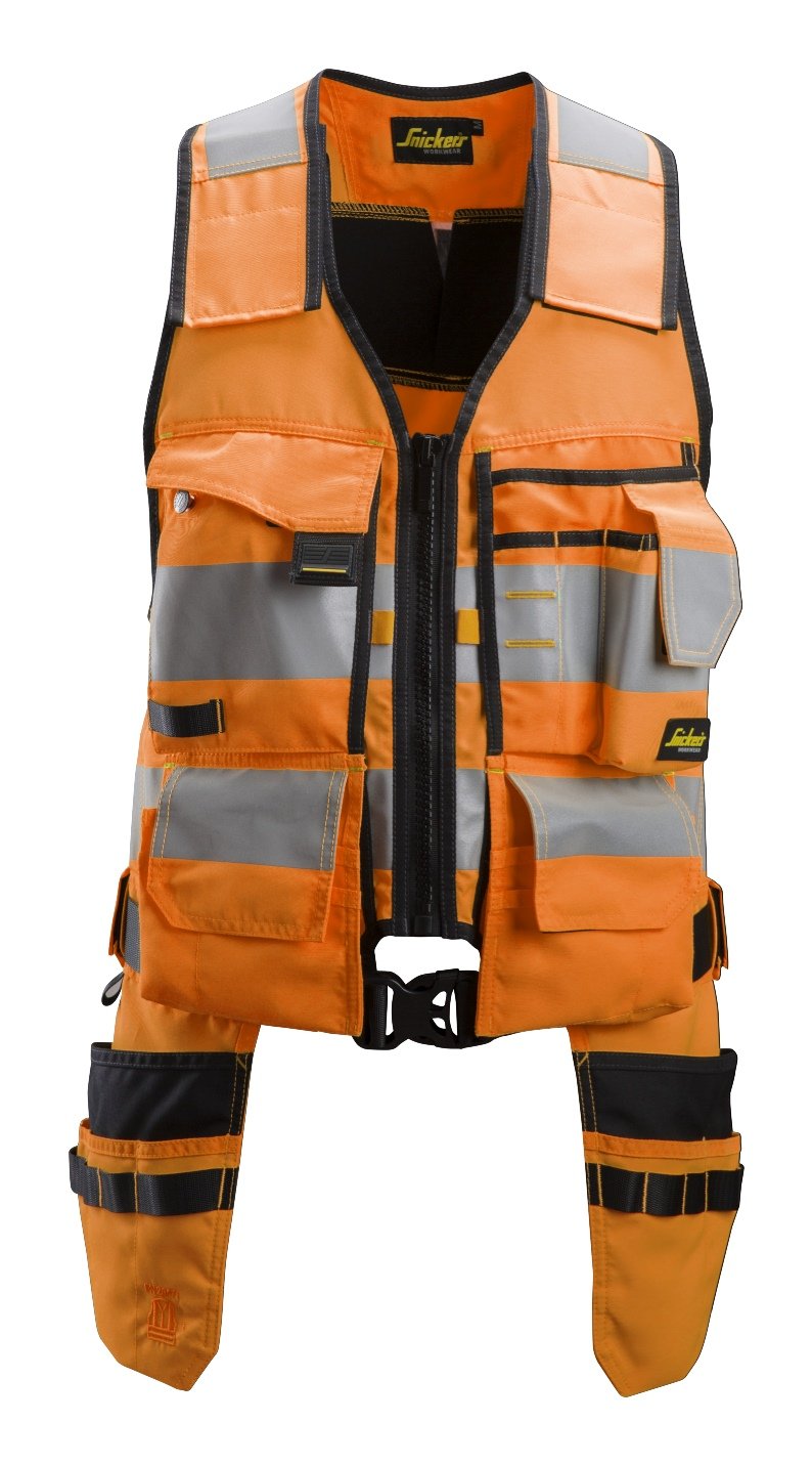Snickers Workwear High-Vis Class 1, Tool Vest in Hi-Vis Orange/Black