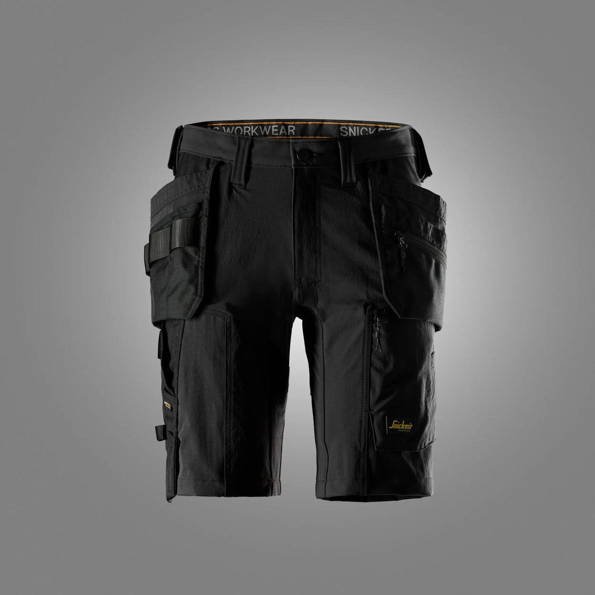 Snickers Workwear AllroundWork, Stretch Shorts Holster Pockets in Black/Black