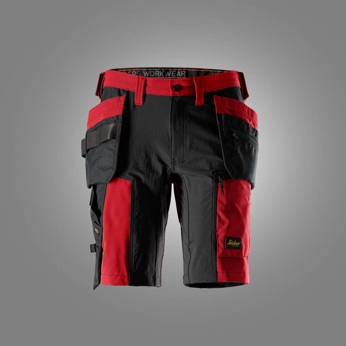 Snickers Workwear AllroundWork, Stretch Shorts Holster Pockets in Chili Red/Black
