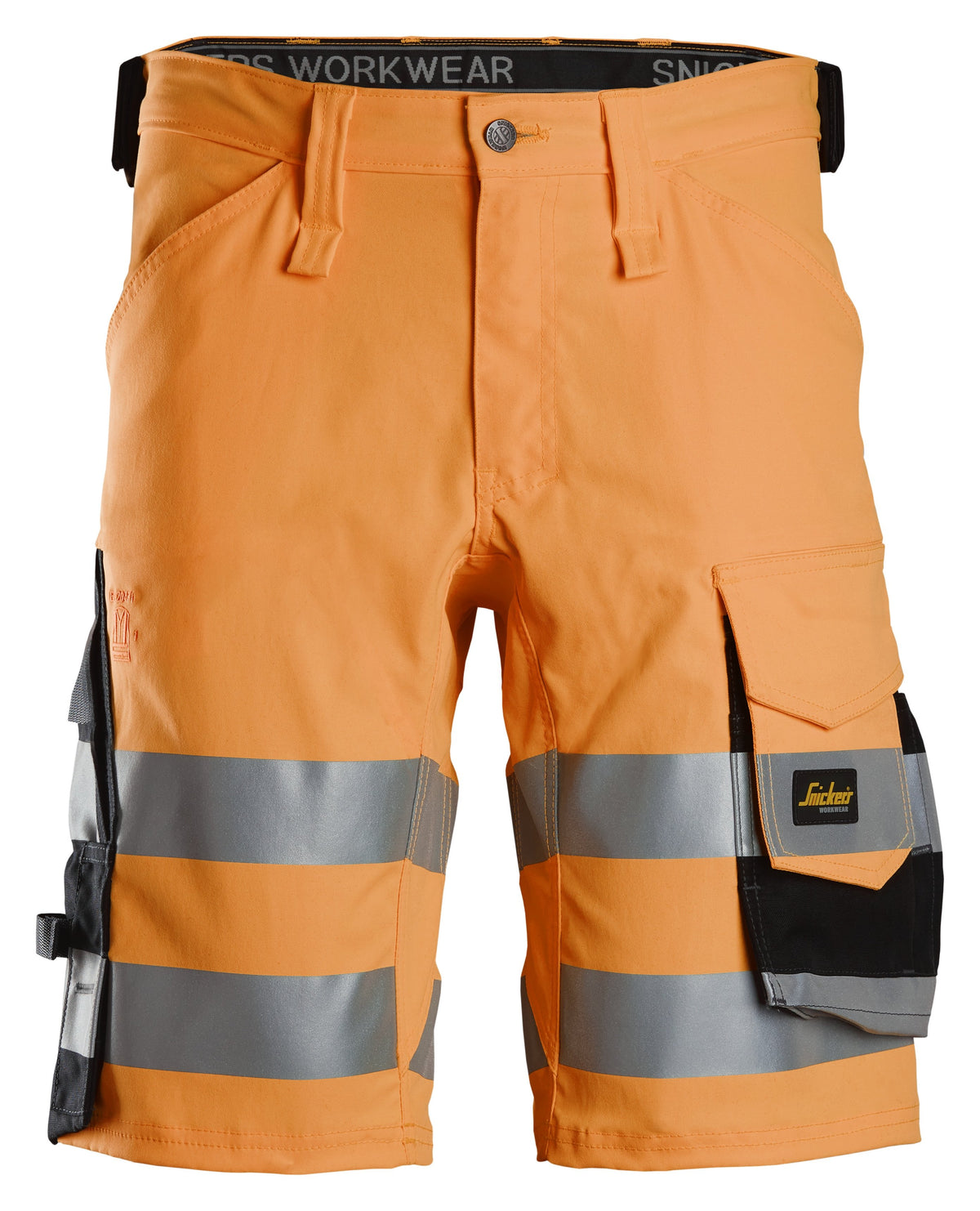 Snickers Workwear High-Vis Class 1, Stretch Shorts in Hi-Vis Orange/Black