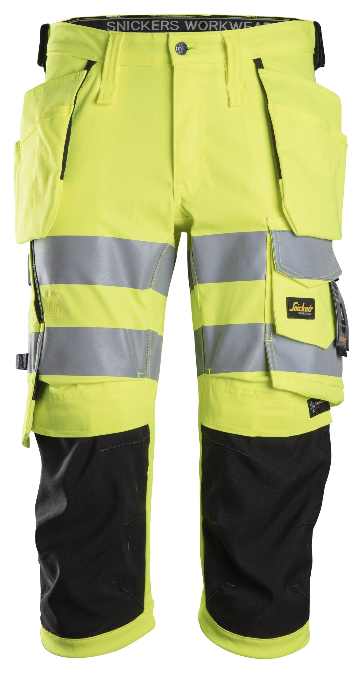 Snickers Workwear High-Vis Class 1/2, Stretch Pirates Holster Pockets in Hi-Vis Yellow/Black