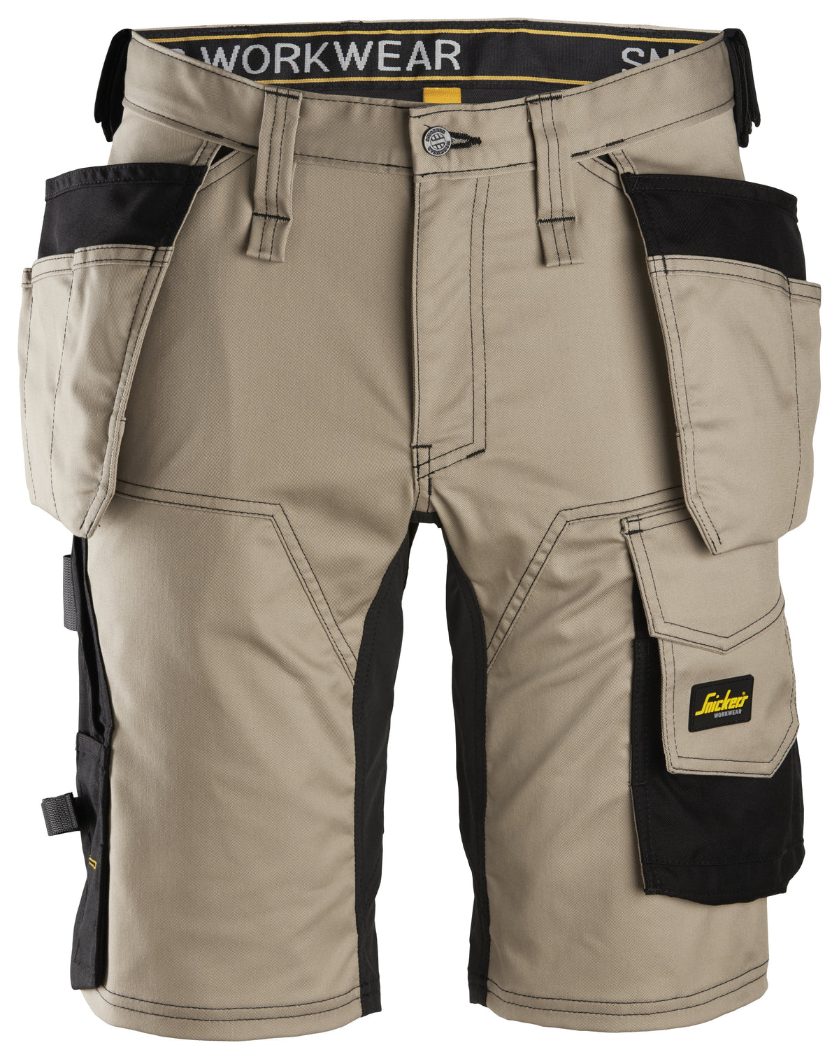 Snickers Workwear AllroundWork, Stretch Shorts Holster Pockets in Khaki/Black