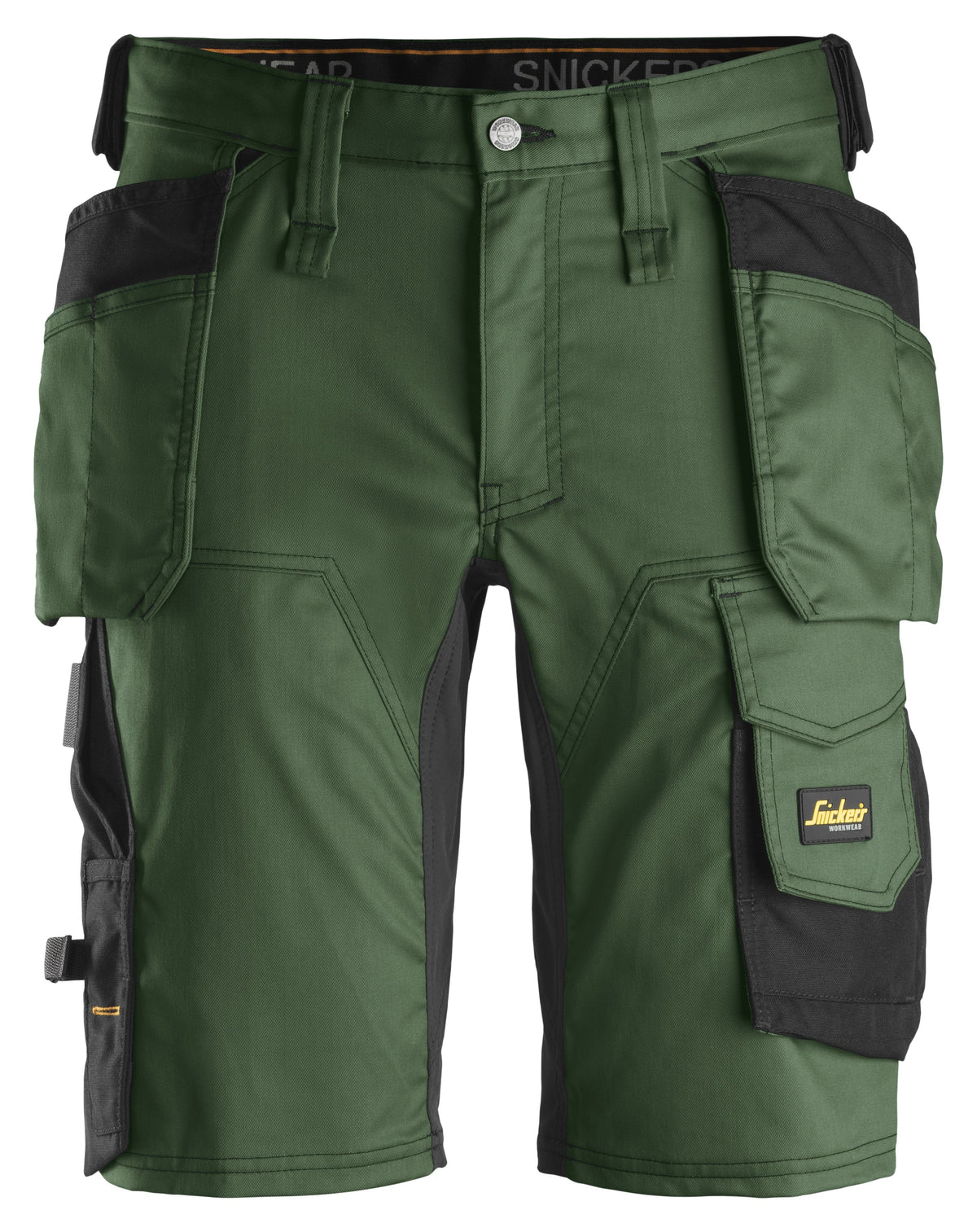 Snickers Workwear AllroundWork, Stretch Shorts Holster Pockets in Forest Green/Black