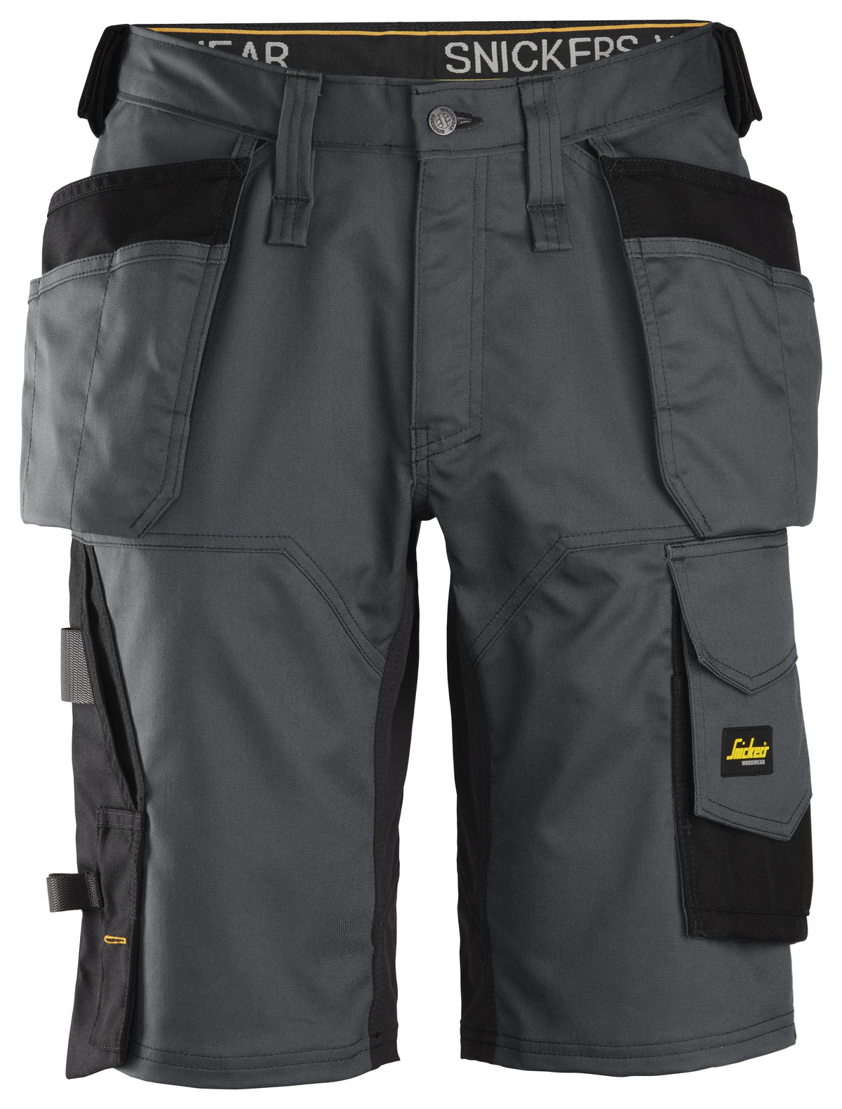 Snickers Workwear AllroundWork, Stretch Loose Fit Work Shorts Holster Pockets in Steel Grey/Black