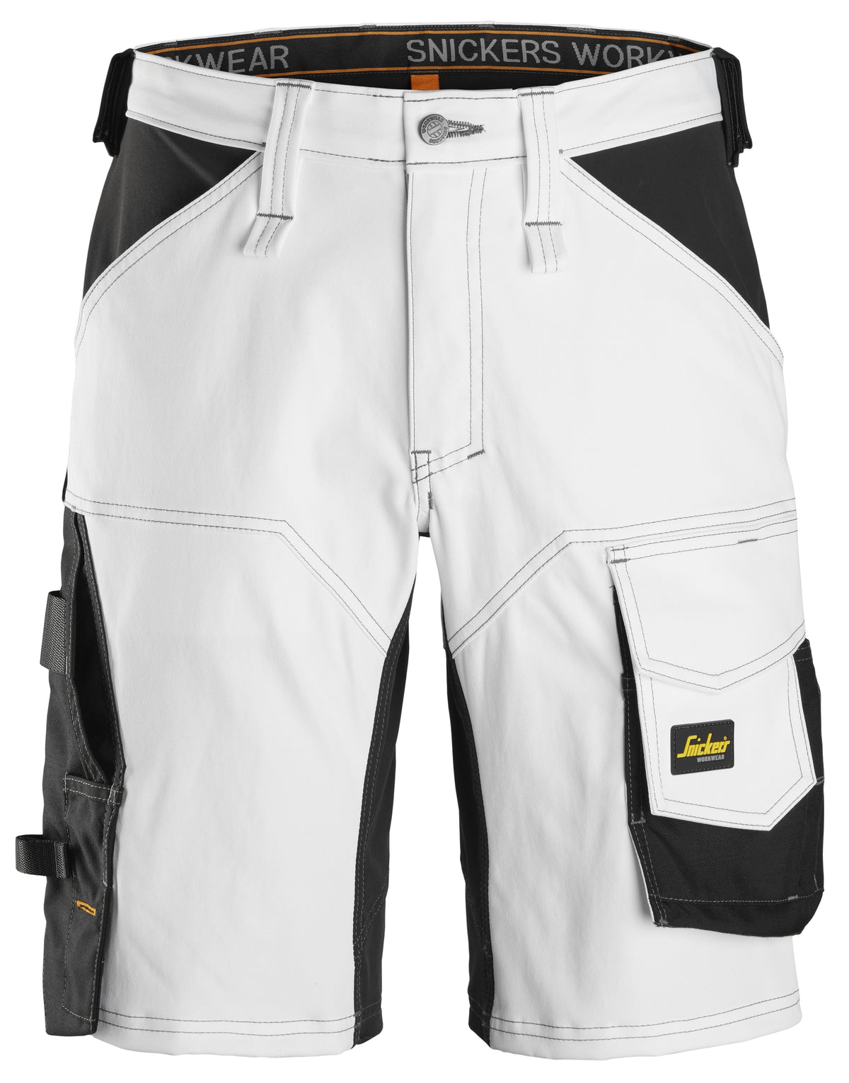 Snickers Workwear AllroundWork, Stretch Loose Fit Work Shorts in White/Black