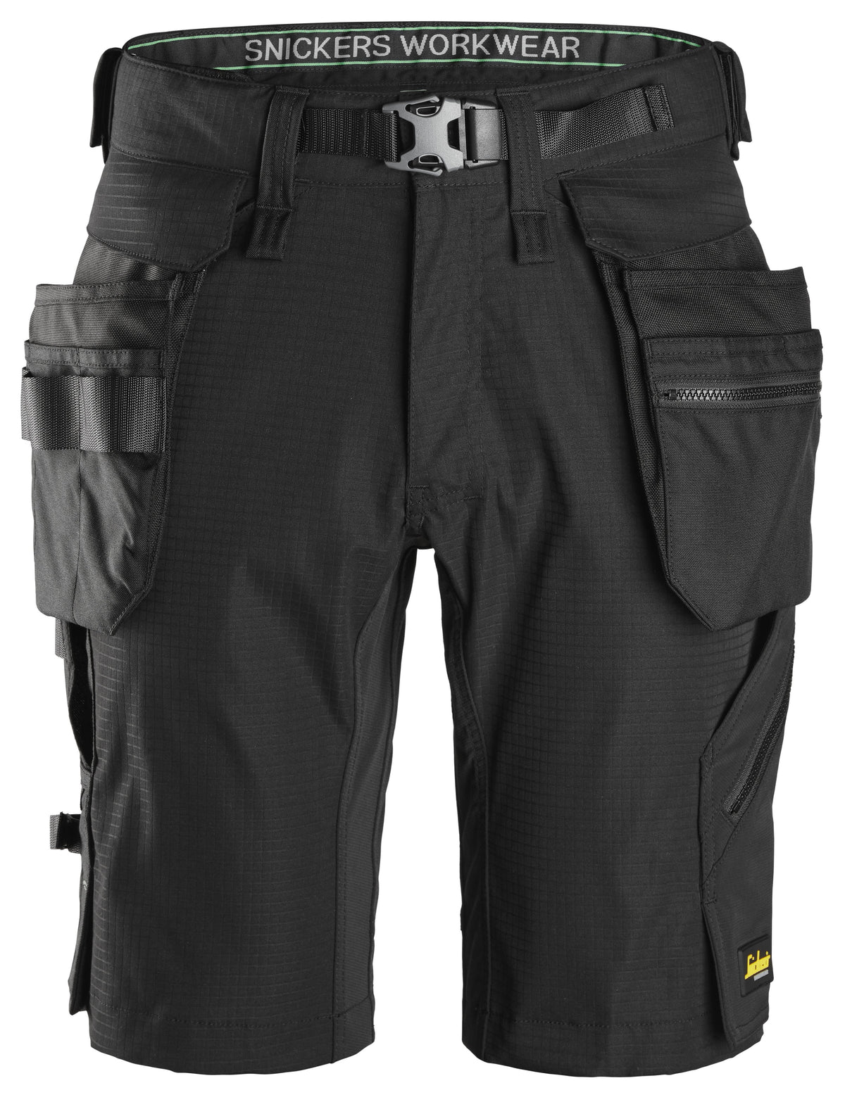 Snickers Workwear FlexiWork, Shorts Detachable Holster Pockets in Black/Black