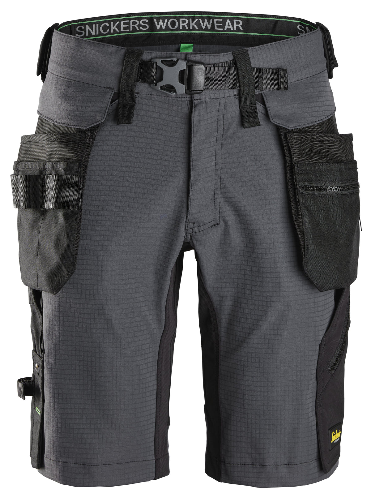 Snickers Workwear FlexiWork, Shorts Detachable Holster Pockets in Steel Grey/Black