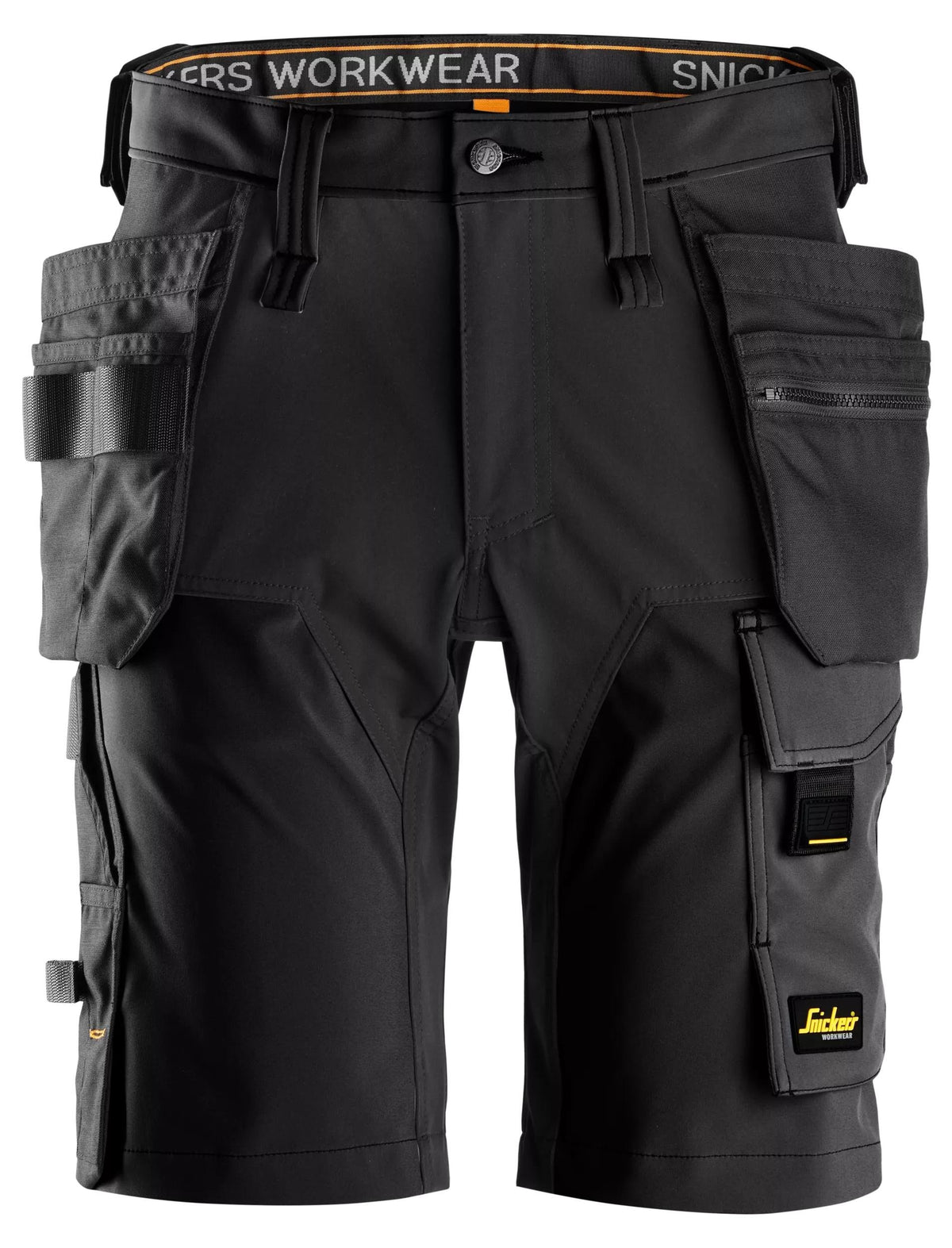 Snickers Workwear AllroundWork, 4-Way Stretch Shorts Holster Pockets in Black/Black