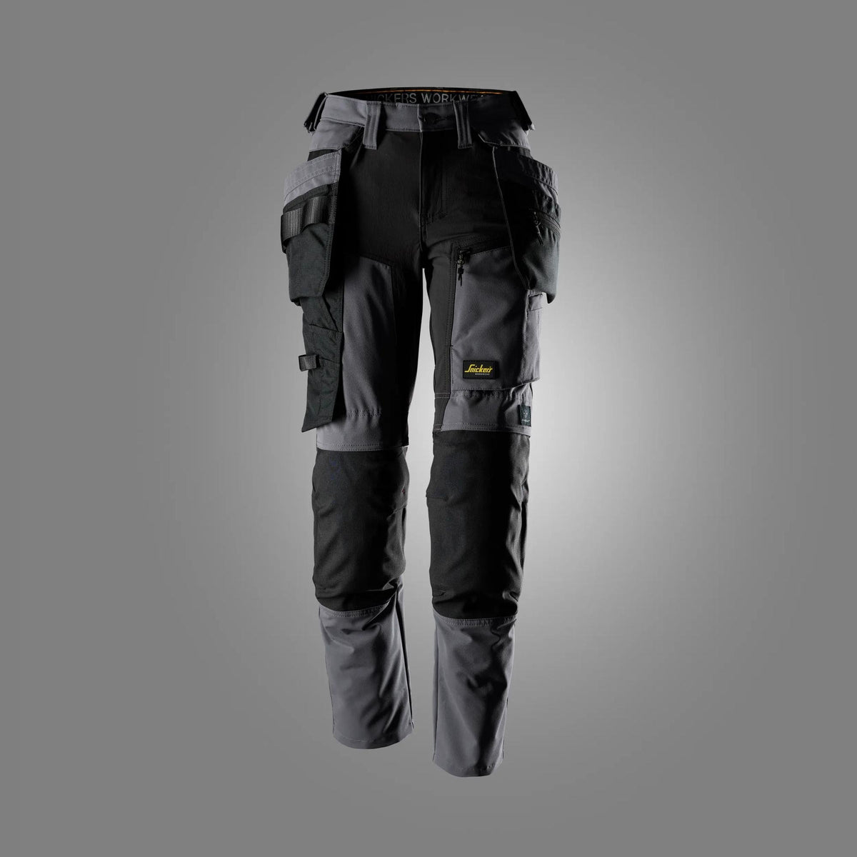 Snickers Workwear AllroundWork, Women’s Stretch Trousers Detachable Holster Pockets in Steel Grey/Black