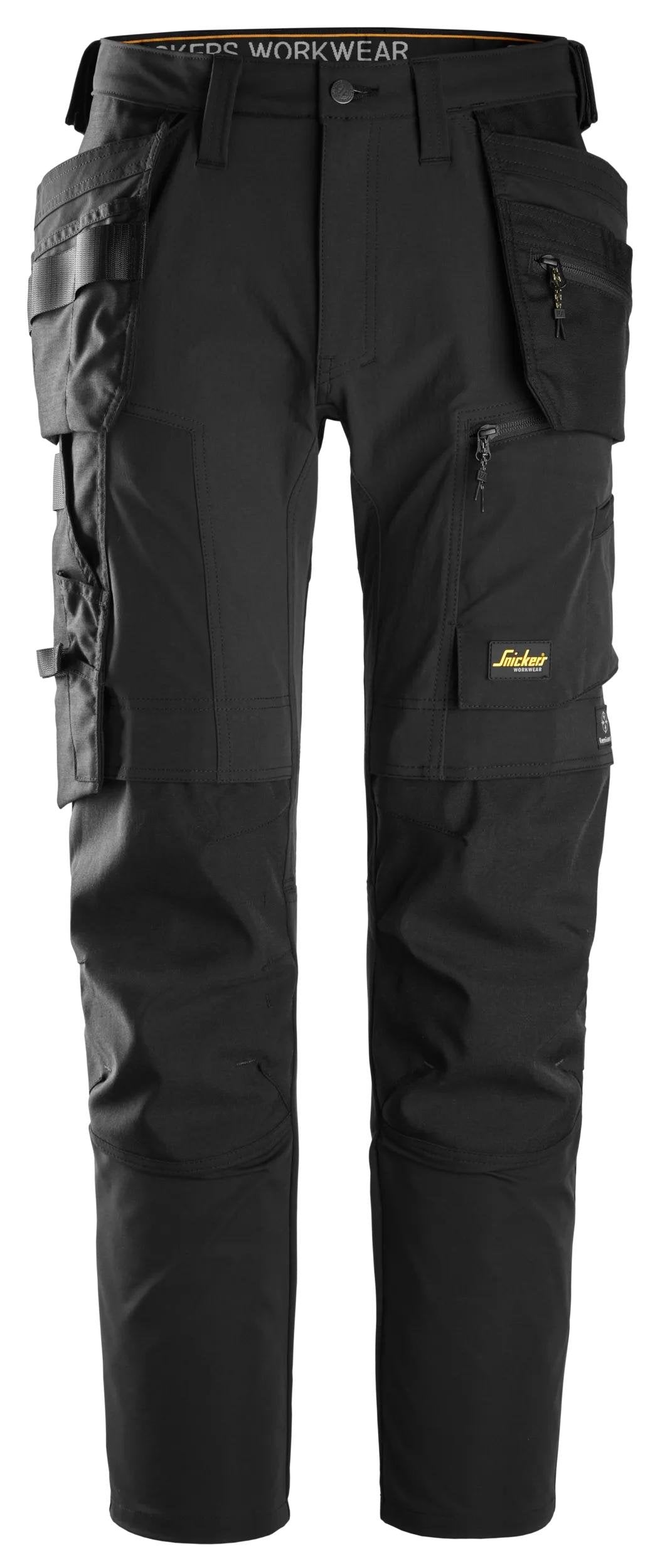 Snickers Workwear AllroundWork, Stretch Trousers Holster Pockets in Black/Black