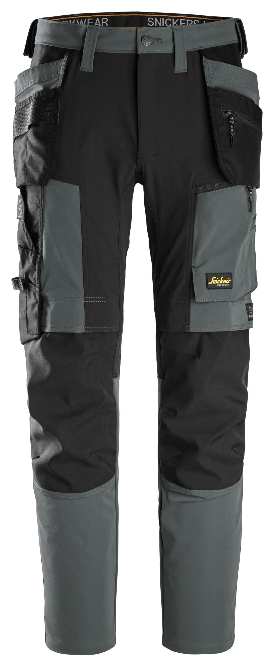 Snickers Workwear AllroundWork, Stretch Trousers Holster Pockets in Steel Grey/Black