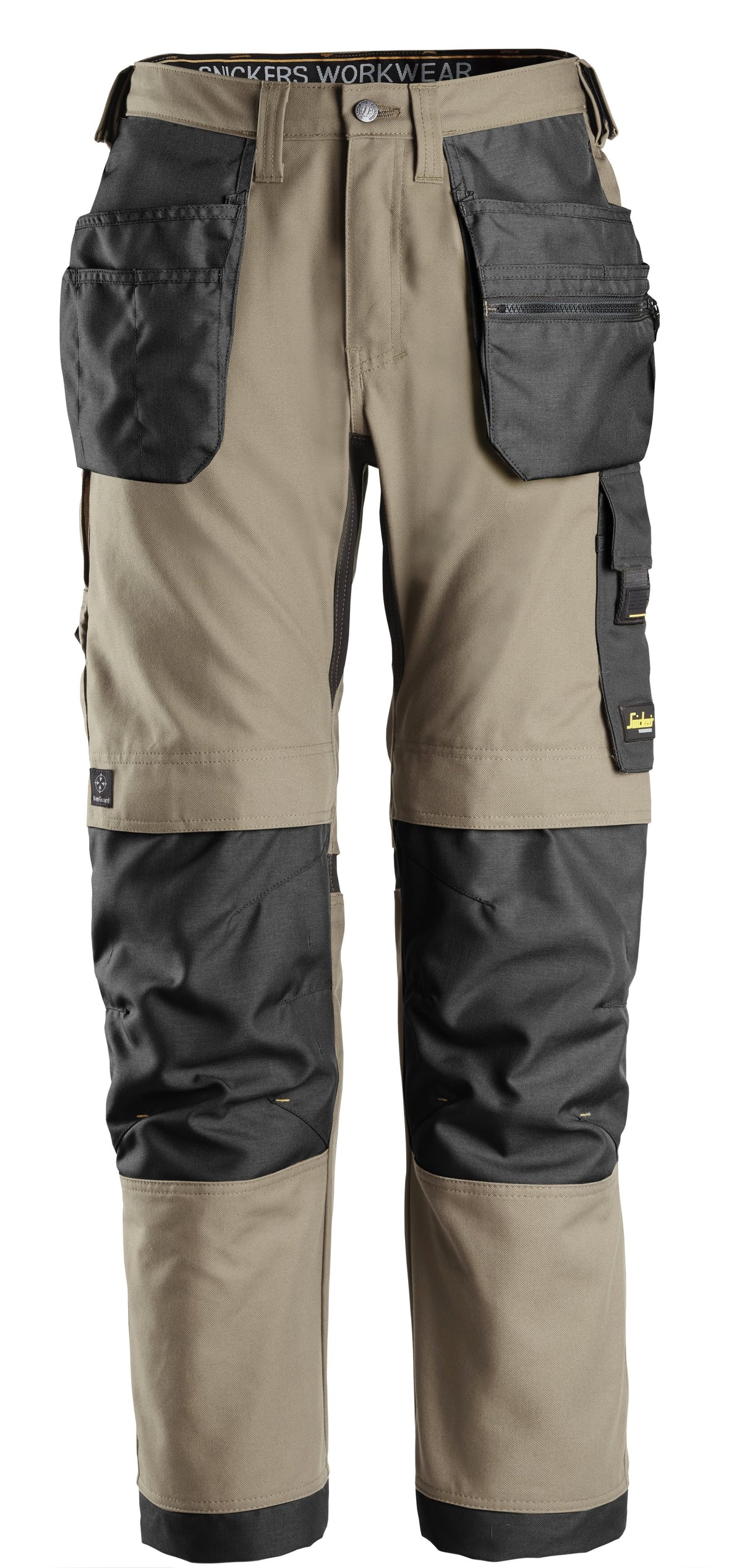 Snickers Workwear AllroundWork, Canvas+ Stretch Work Trousers+ Holster Pockets in Khaki/Black