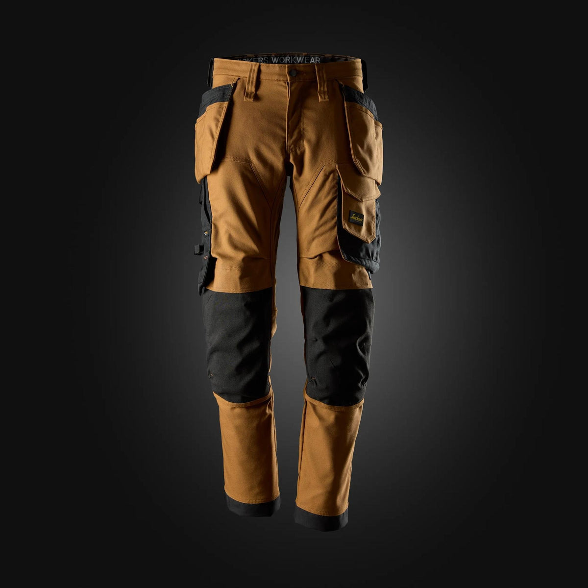 Snickers Workwear AllroundWork, Canvas Stretch Trousers Holster Pockets in Brown/Black