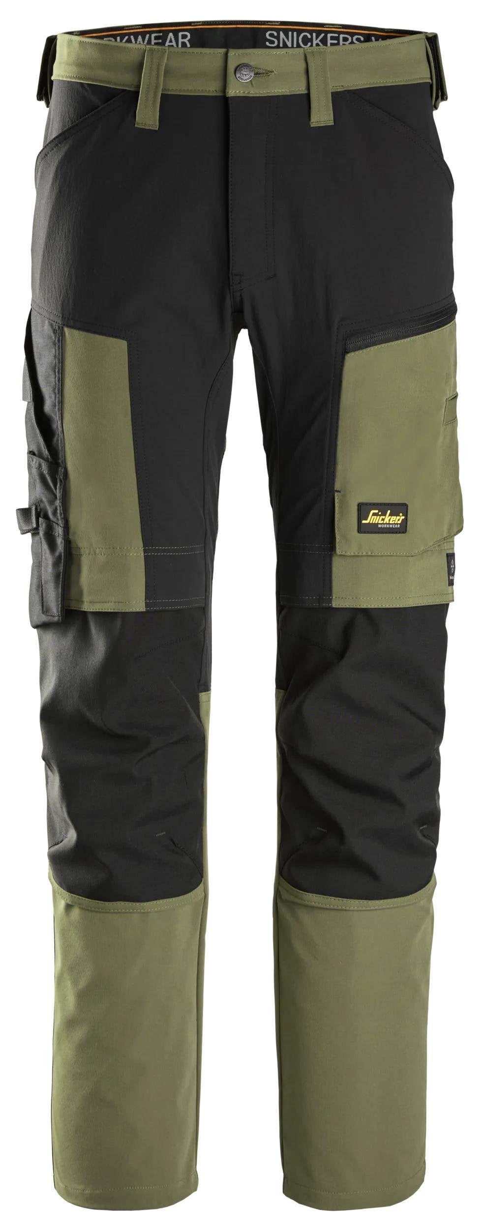 Snickers Workwear AllroundWork, Stretch Trousers in Khaki Green/Black