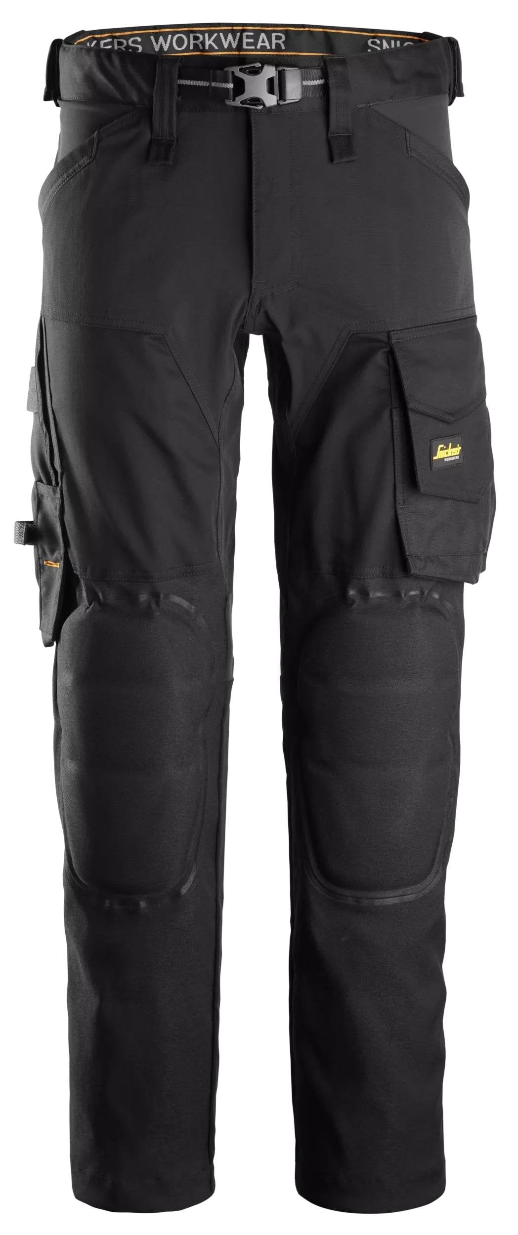 Snickers Workwear AllroundWork, Stretch Trousers Capsulized™ Kneepads in Black/Black